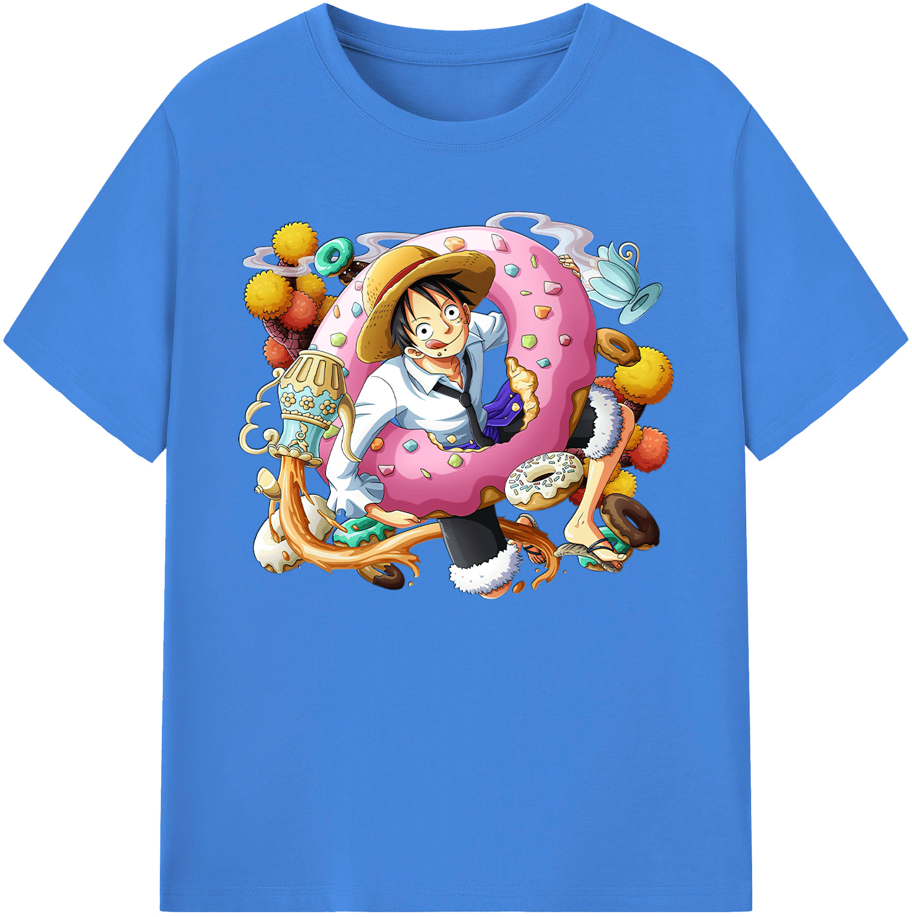 ワンピース モンキー・D・ルフィ ONE PIECE Monkey D. Luffy 綿100％ メンズ半袖Tシャツ｜肌触りやわらか＆通気性