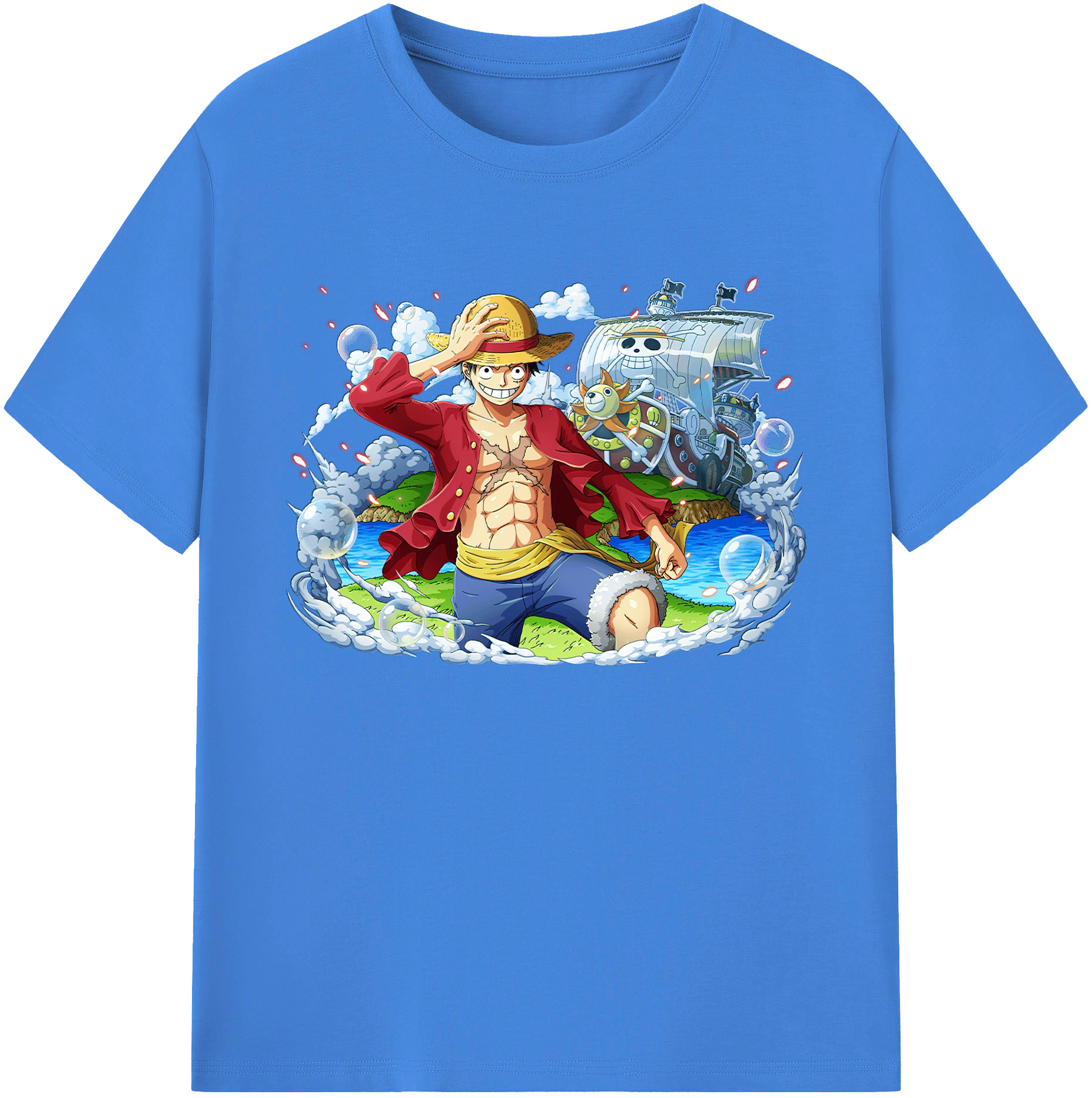 ワンピース モンキー・D・ルフィ ONE PIECE Monkey D. Luffy 綿100％ メンズ半袖Tシャツ｜肌触りやわらか＆通気性