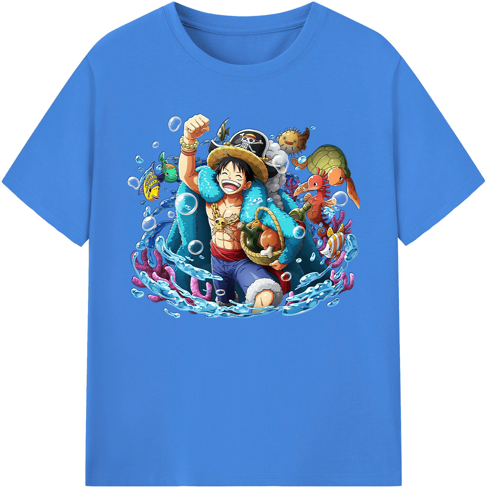 ワンピース モンキー・D・ルフィ ONE PIECE Monkey D. Luffy 綿100％ メンズ半袖Tシャツ｜肌触りやわらか＆通気性