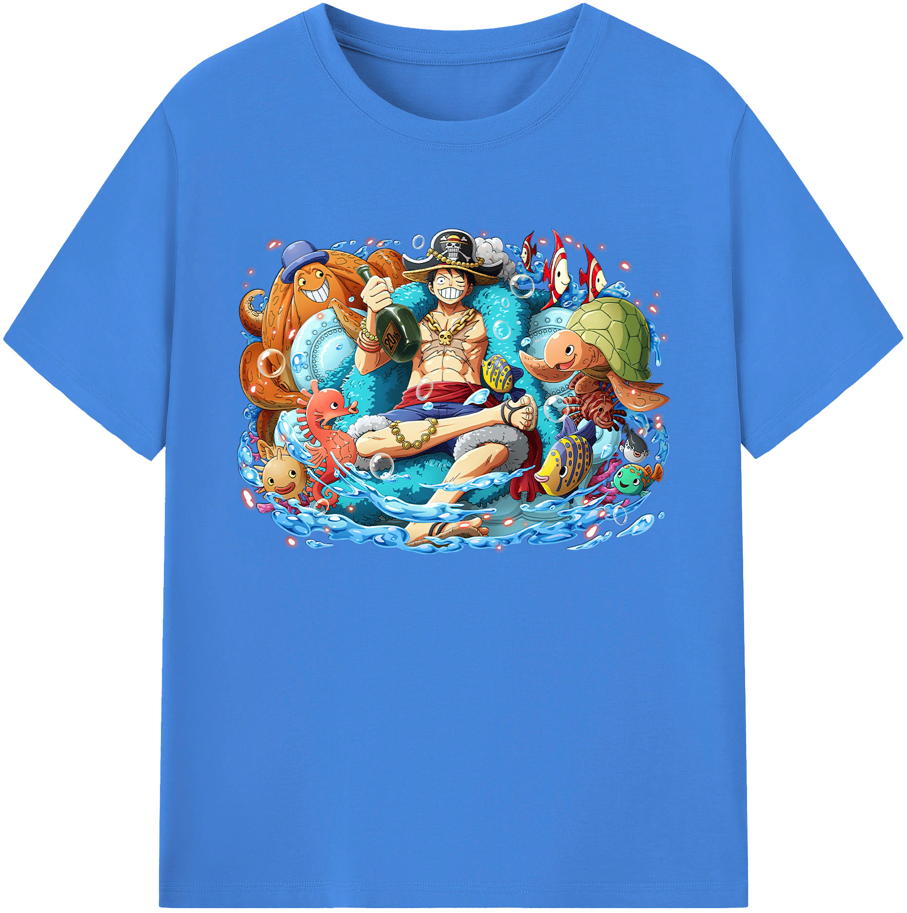 ワンピース モンキー・D・ルフィ ONE PIECE Monkey D. Luffy 綿100％ メンズ半袖Tシャツ｜肌触りやわらか＆通気性