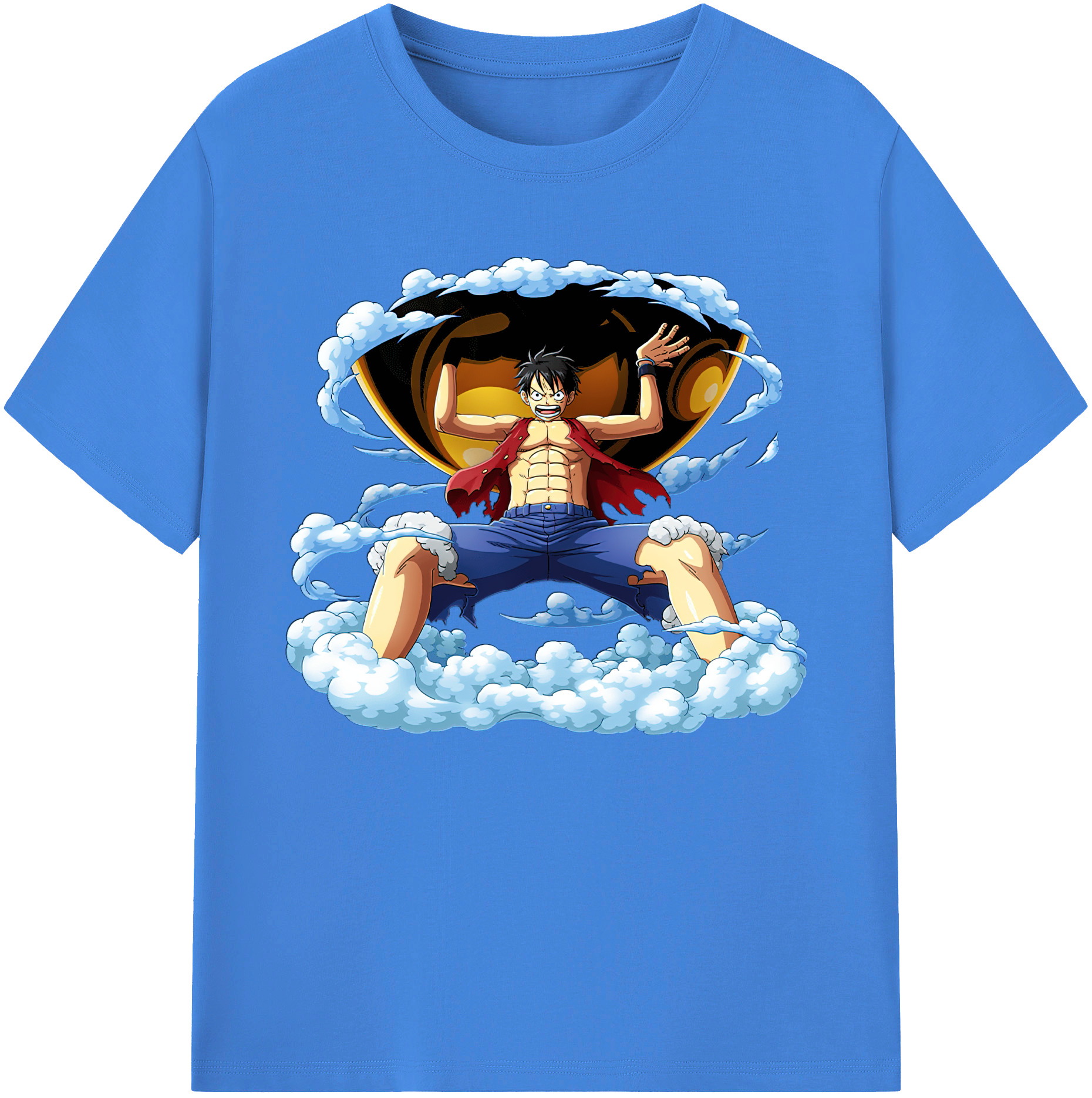 ワンピース モンキー・D・ルフィ ONE PIECE Monkey D. Luffy 綿100％ メンズ半袖Tシャツ｜肌触りやわらか＆通気性