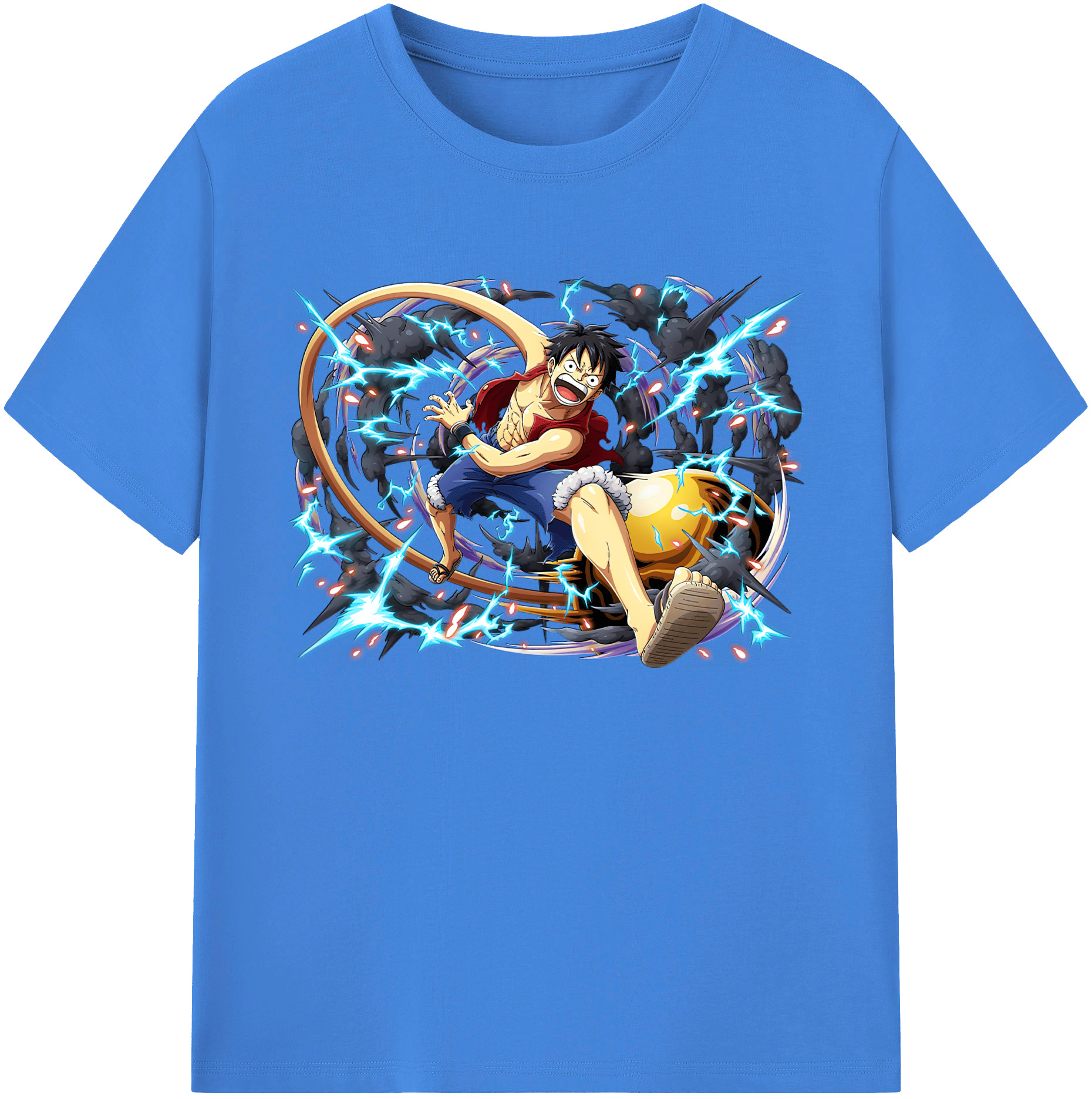 ワンピース モンキー・D・ルフィ ONE PIECE Monkey D. Luffy 綿100％ メンズ半袖Tシャツ｜肌触りやわらか＆通気性