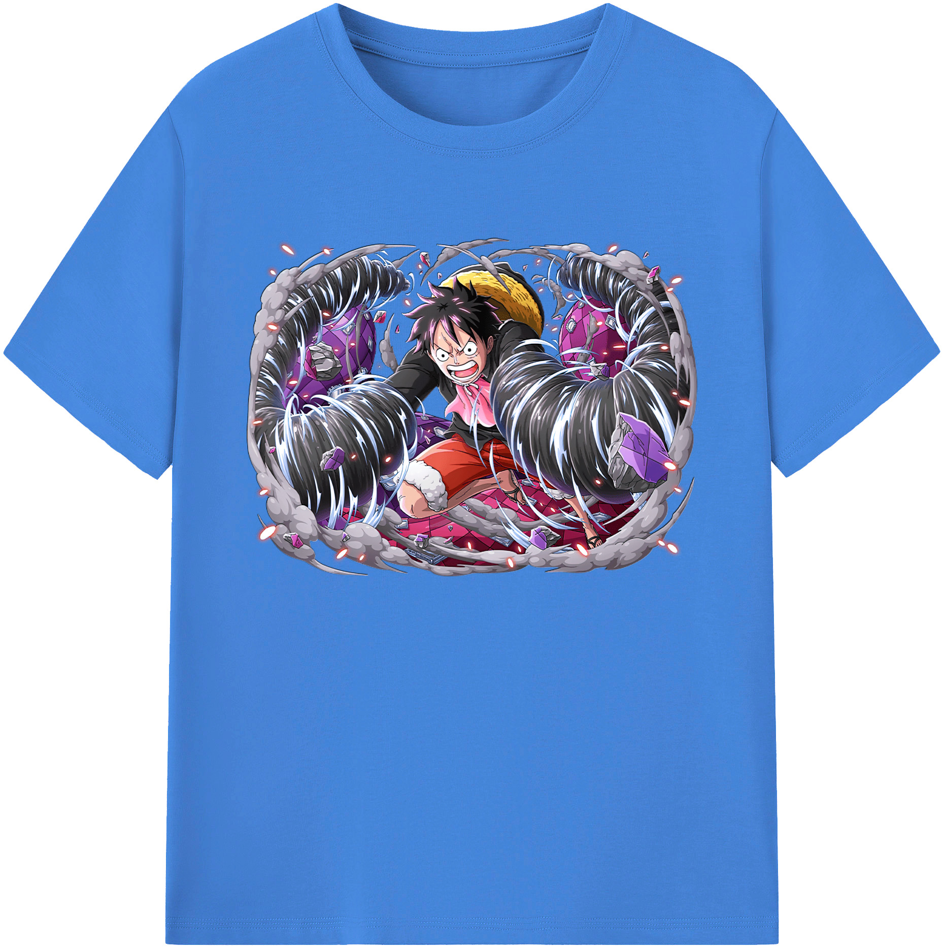 ワンピース モンキー・D・ルフィ ONE PIECE Monkey D. Luffy 綿100％ メンズ半袖Tシャツ｜肌触りやわらか＆通気性