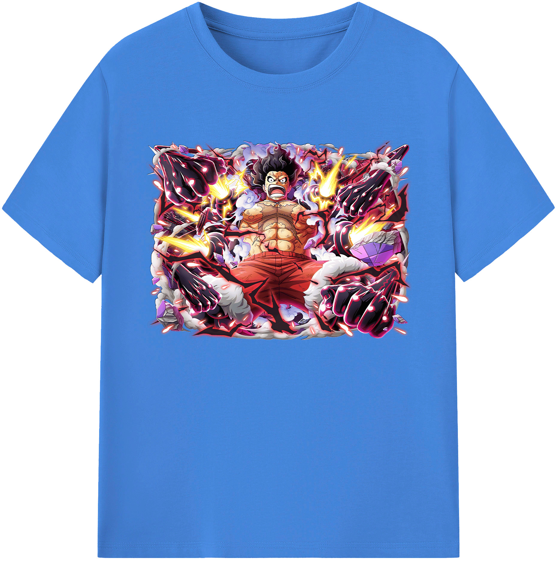 ワンピース モンキー・D・ルフィ ONE PIECE Monkey D. Luffy 綿100％ メンズ半袖Tシャツ｜肌触りやわらか＆通気性