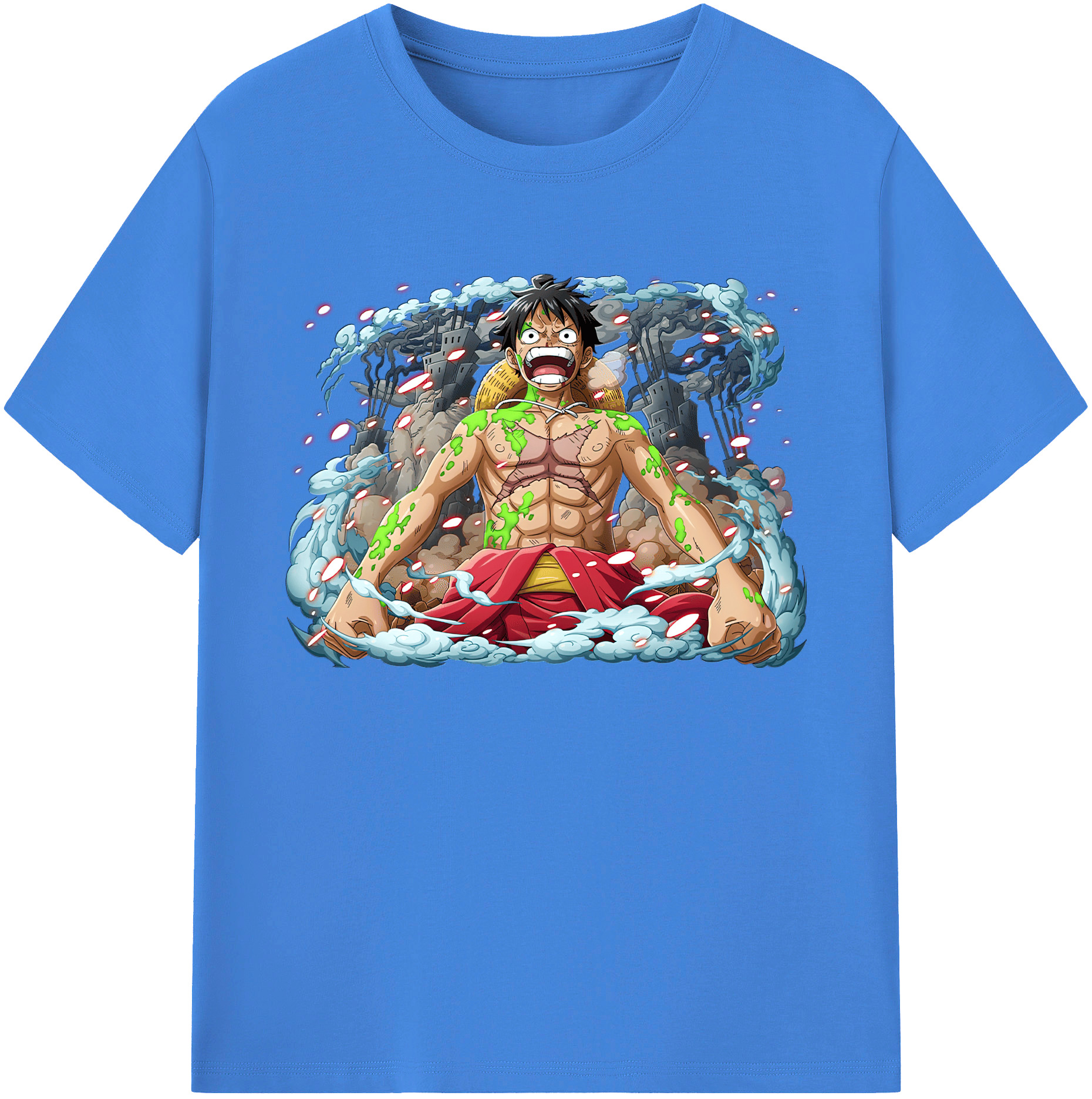 ワンピース モンキー・D・ルフィ ONE PIECE Monkey D. Luffy 綿100％ メンズ半袖Tシャツ｜肌触りやわらか＆通気性