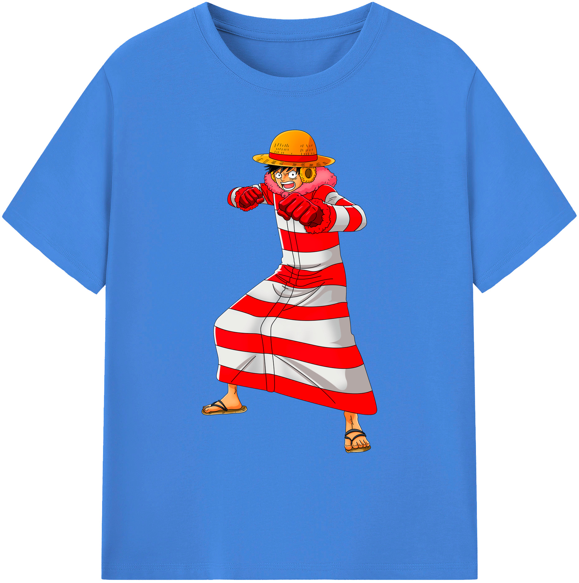 ワンピース モンキー・D・ルフィ ONE PIECE Monkey D. Luffy 綿100％ メンズ半袖Tシャツ｜肌触りやわらか＆通気性