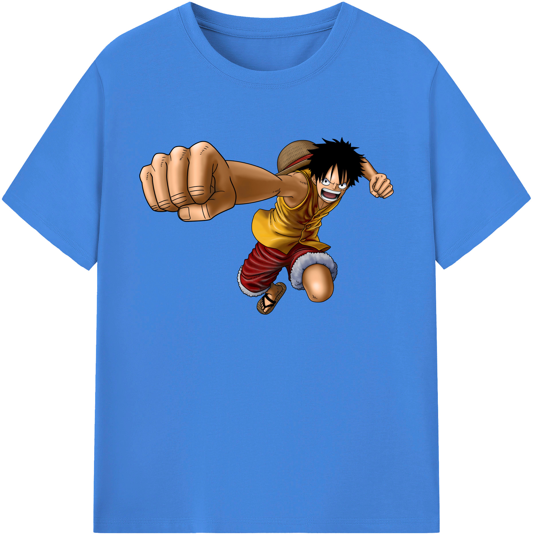 ワンピース モンキー・D・ルフィ ONE PIECE Monkey D. Luffy 綿100％ メンズ半袖Tシャツ｜肌触りやわらか＆通気性
