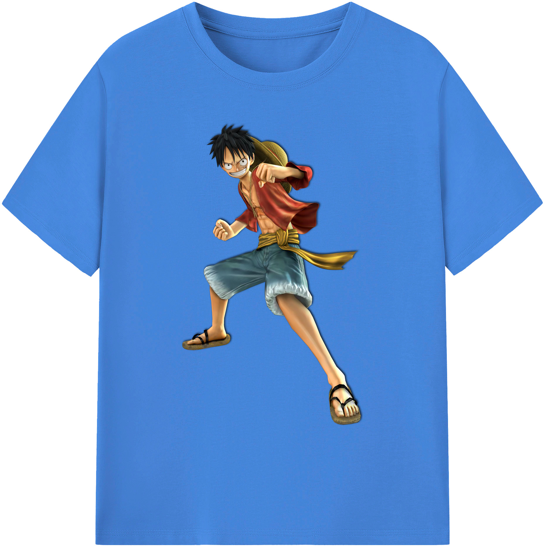 ワンピース モンキー・D・ルフィ ONE PIECE Monkey D. Luffy 綿100％ メンズ半袖Tシャツ｜肌触りやわらか＆通気性