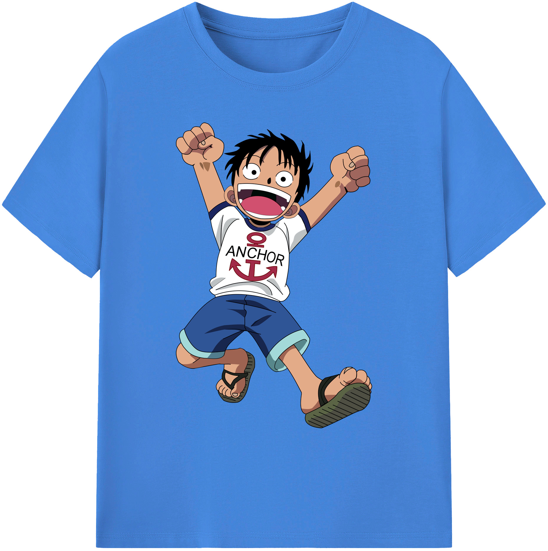 ワンピース モンキー・D・ルフィ ONE PIECE Monkey D. Luffy 綿100％ メンズ半袖Tシャツ｜肌触りやわらか＆通気性