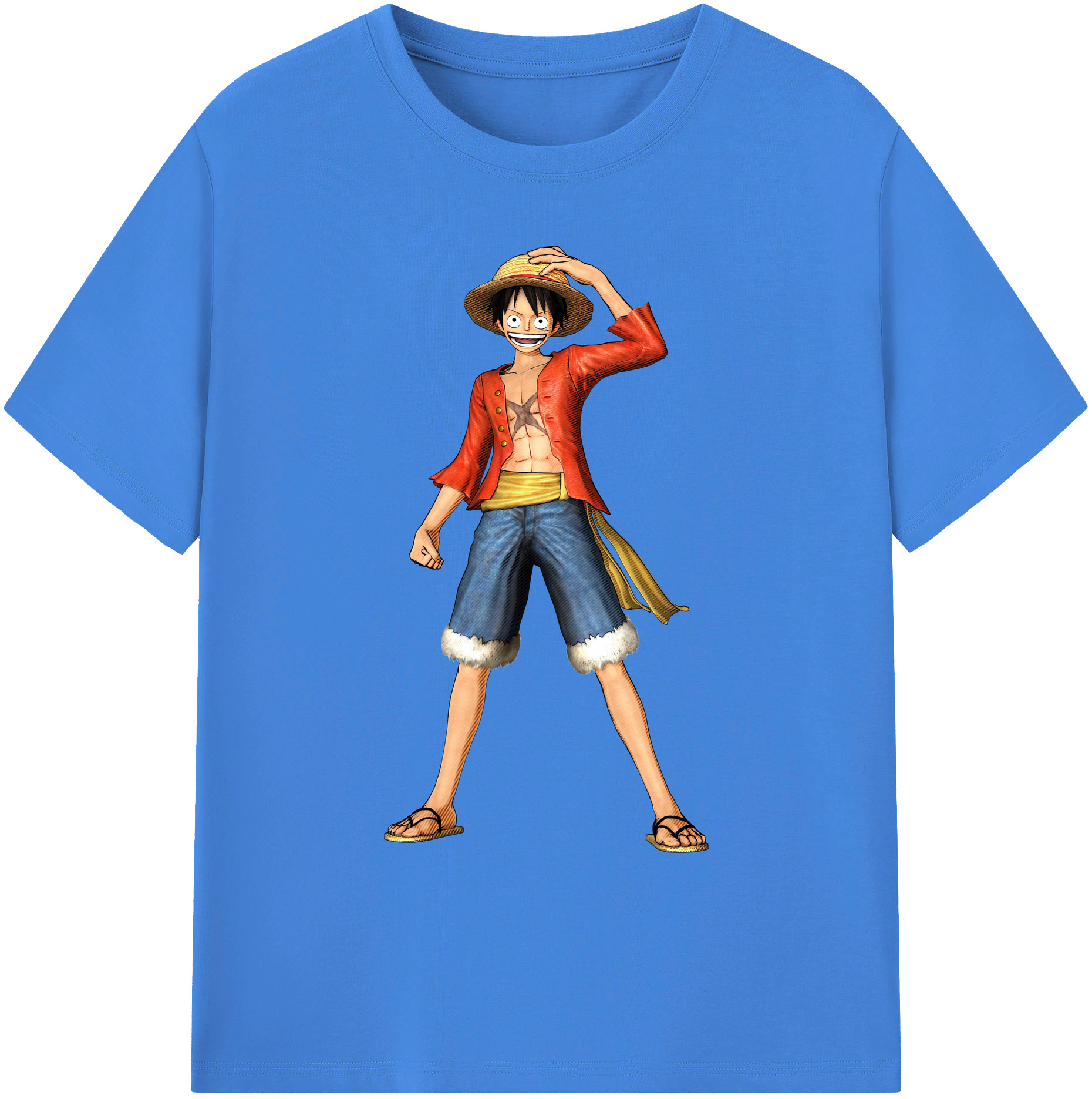 ワンピース モンキー・D・ルフィ ONE PIECE Monkey D. Luffy 綿100％ メンズ半袖Tシャツ｜肌触りやわらか＆通気性