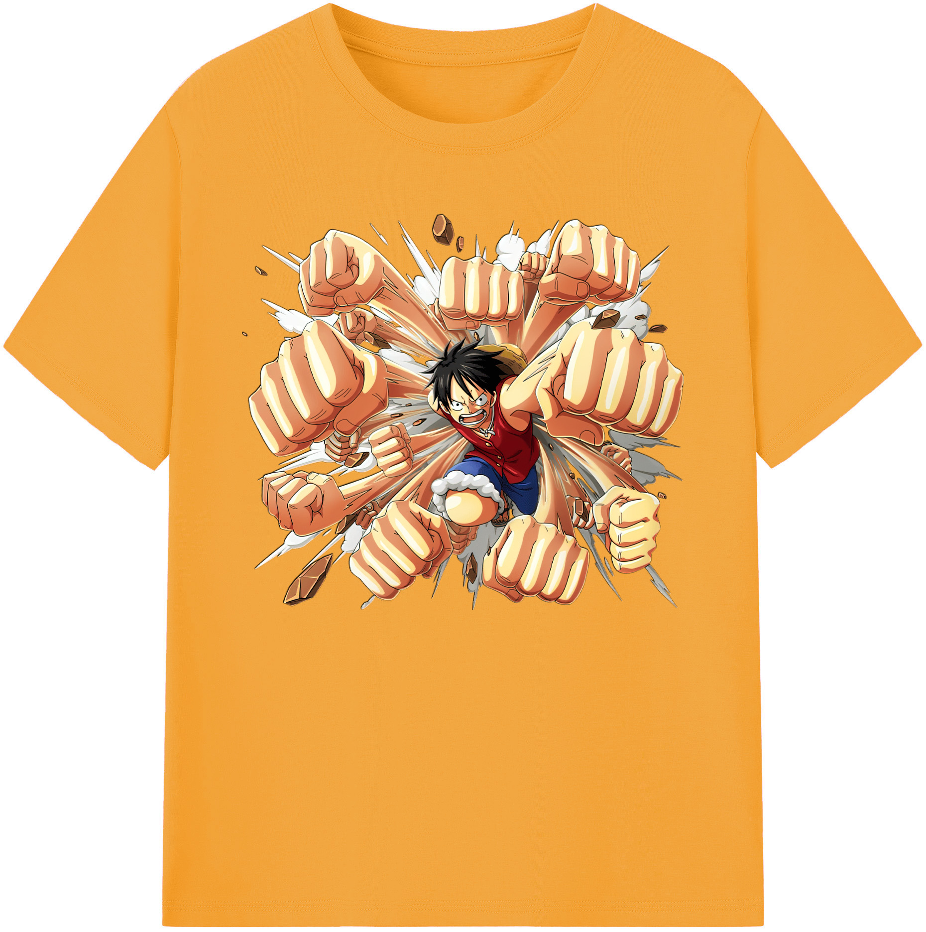 ワンピース モンキー・D・ルフィ ONE PIECE Monkey D. Luffy 綿100％ メンズ半袖Tシャツ｜肌触りやわらか＆通気性