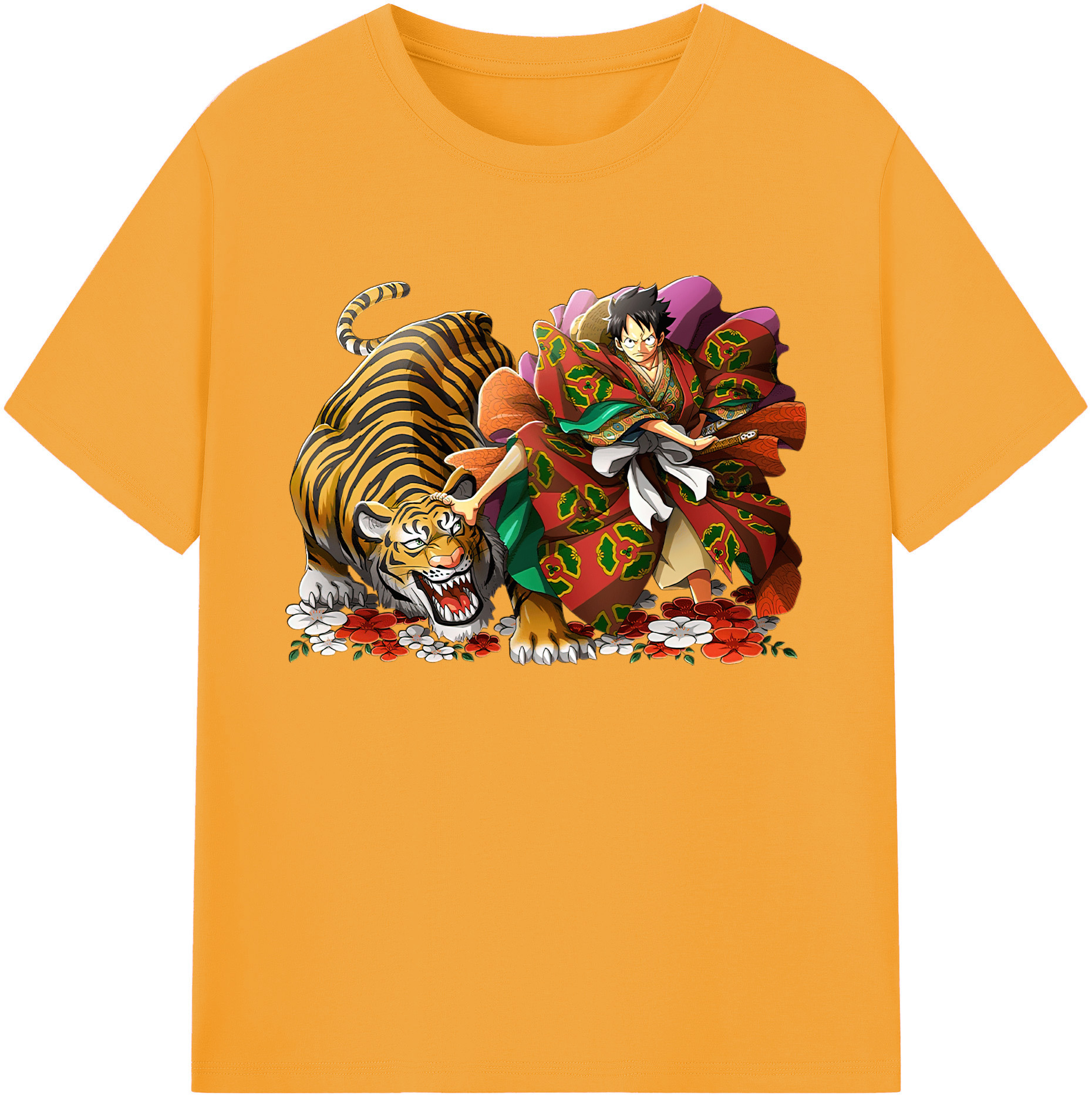 ワンピース モンキー・D・ルフィ ONE PIECE Monkey D. Luffy 綿100％ メンズ半袖Tシャツ｜肌触りやわらか＆通気性