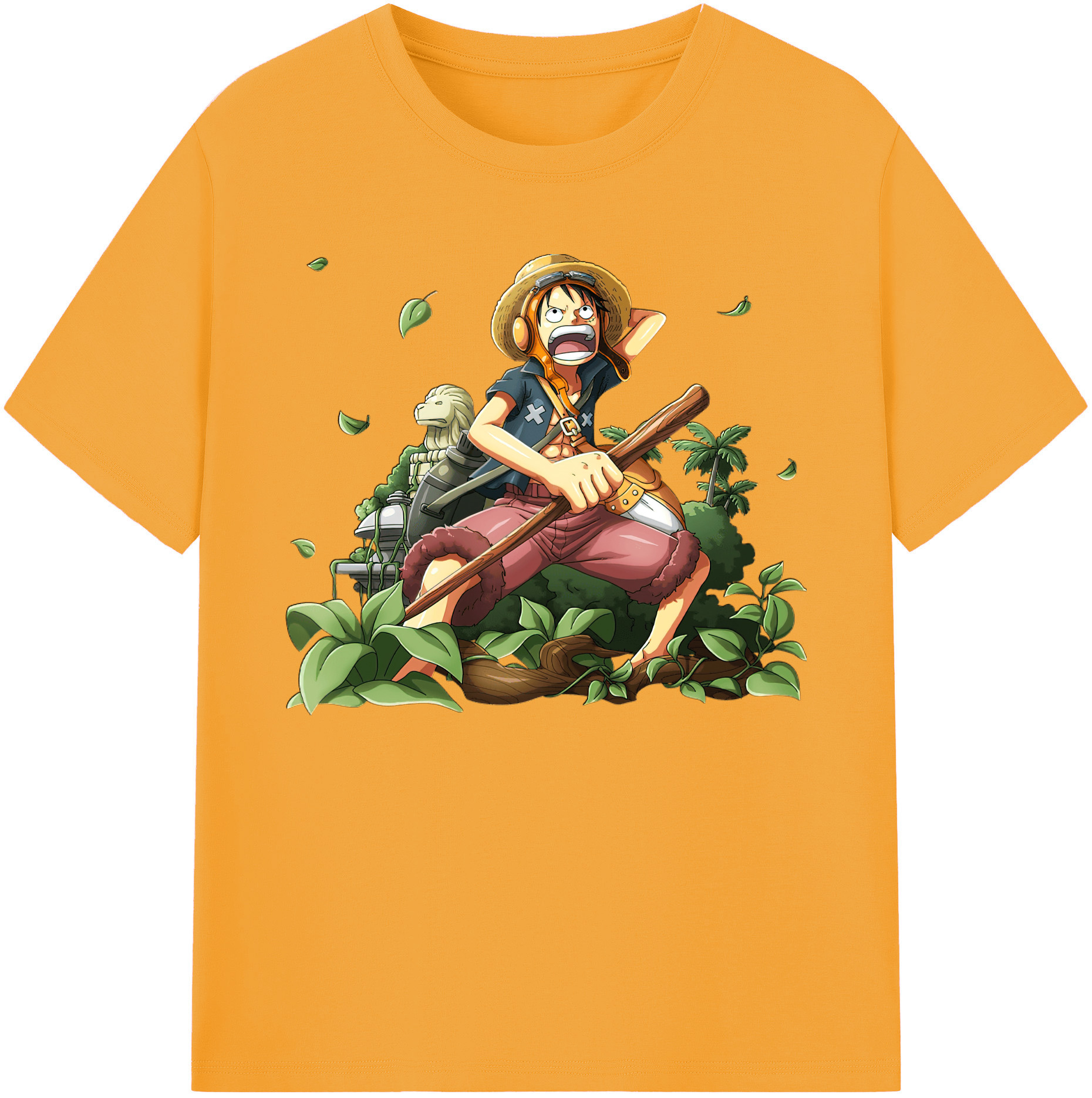 ワンピース モンキー・D・ルフィ ONE PIECE Monkey D. Luffy 綿100％ メンズ半袖Tシャツ｜肌触りやわらか＆通気性