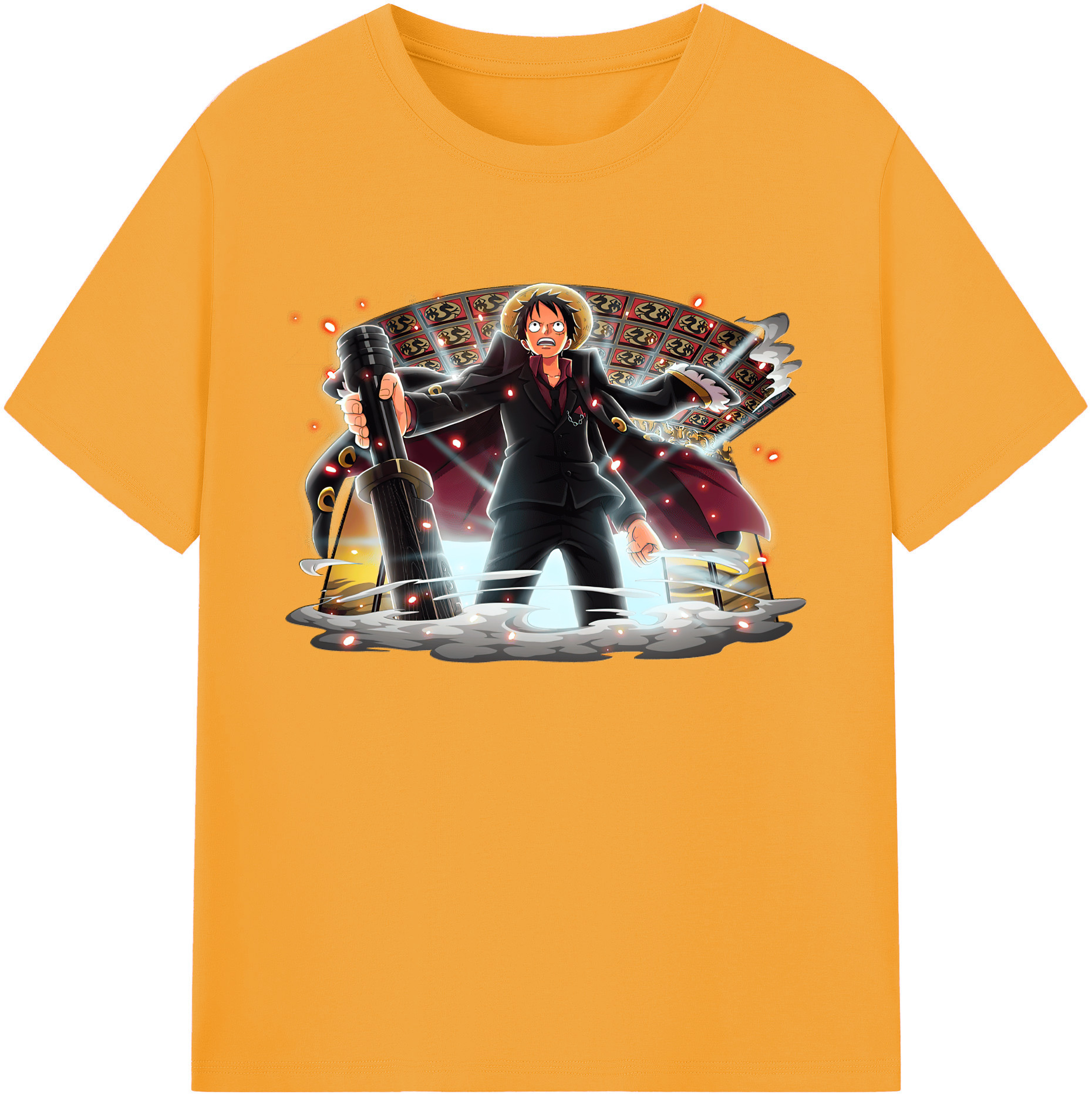 ワンピース モンキー・D・ルフィ ONE PIECE Monkey D. Luffy 綿100％ メンズ半袖Tシャツ｜肌触りやわらか＆通気性