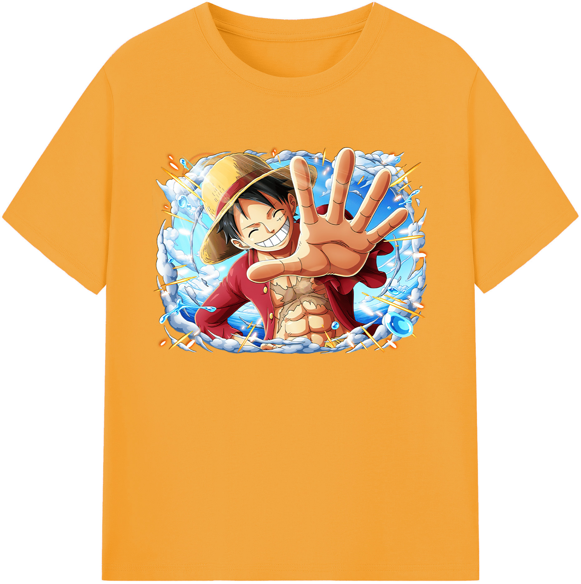 ワンピース モンキー・D・ルフィ ONE PIECE Monkey D. Luffy 綿100％ メンズ半袖Tシャツ｜肌触りやわらか＆通気性