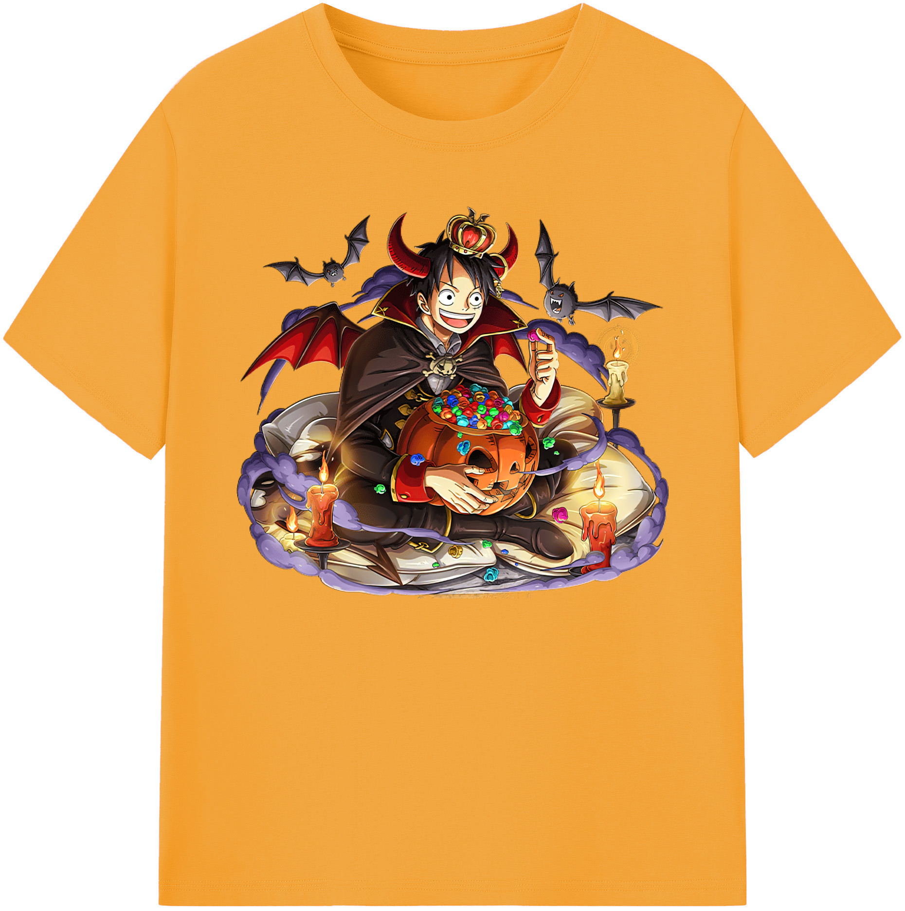 （画像用） ワンピース モンキー・D・ルフィ ONE PIECE Monkey D. Luffy 綿100％ メンズ半袖Tシャツ｜肌触りやわらか＆通気性