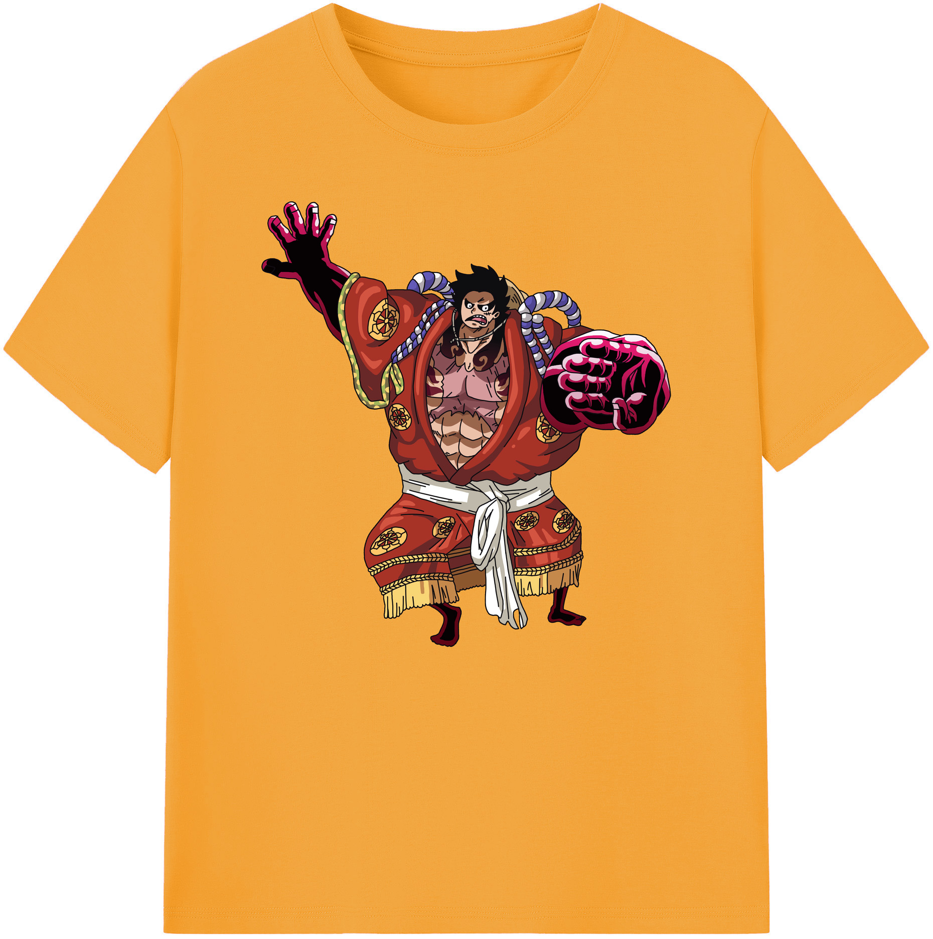 ワンピース モンキー・D・ルフィ ONE PIECE Monkey D. Luffy 綿100％ メンズ半袖Tシャツ｜肌触りやわらか＆通気性