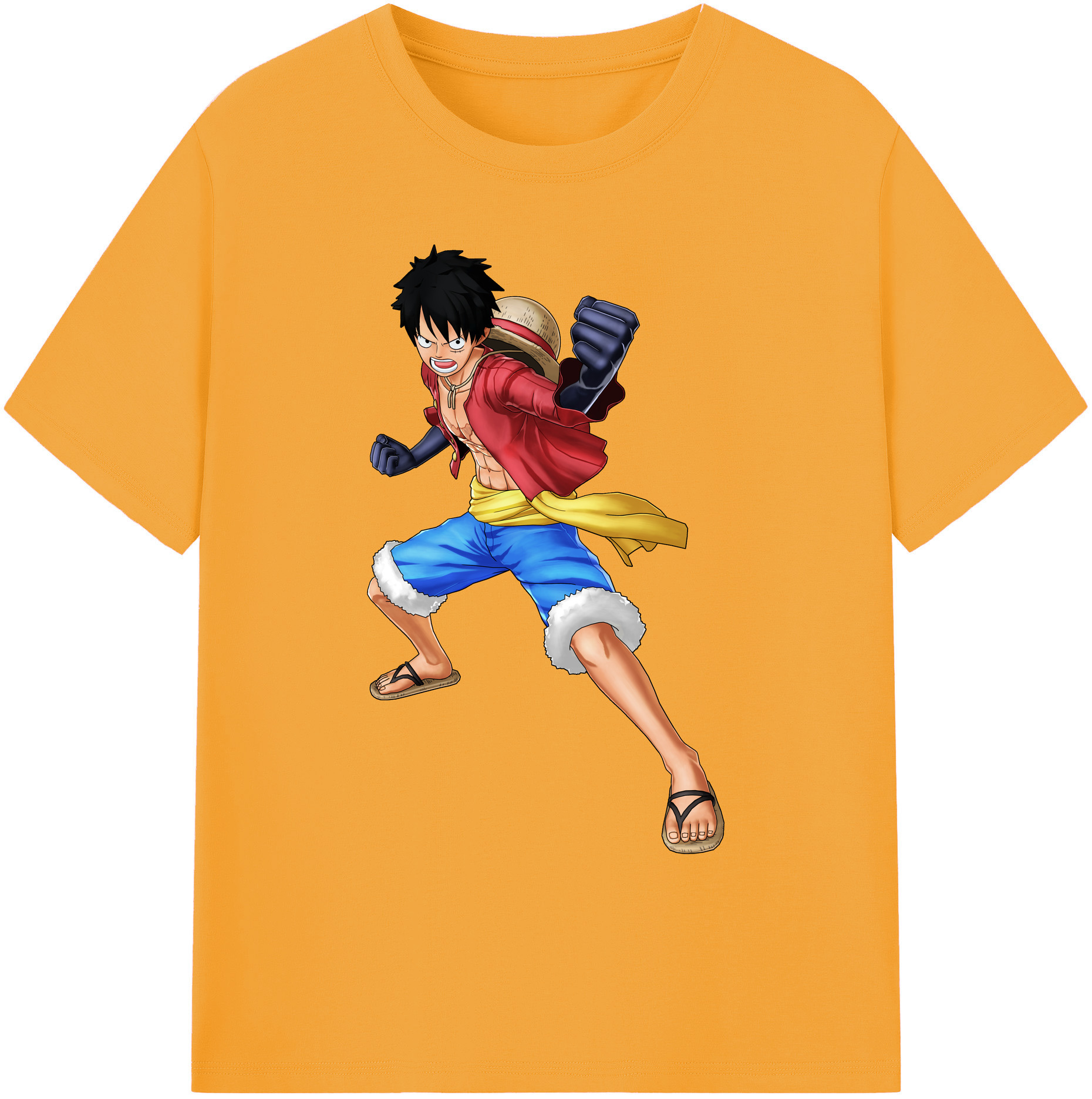 ワンピース モンキー・D・ルフィ ONE PIECE Monkey D. Luffy 綿100％ メンズ半袖Tシャツ｜肌触りやわらか＆通気性