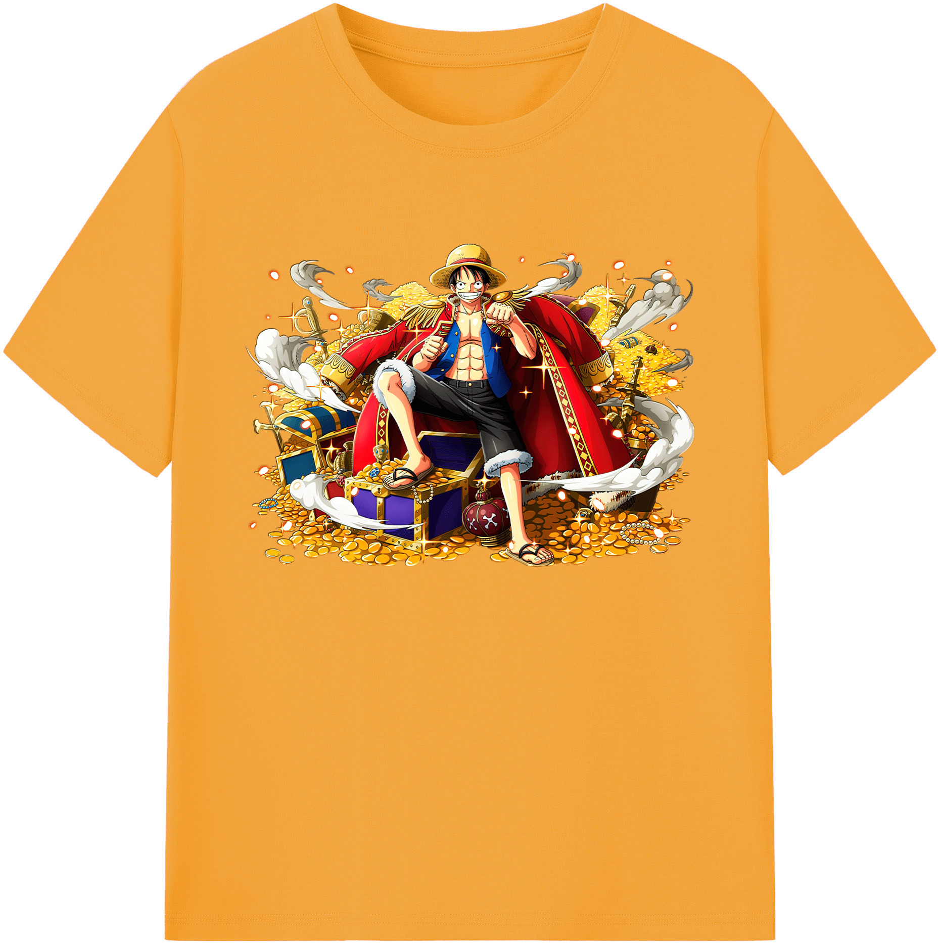ワンピース モンキー・D・ルフィ ONE PIECE Monkey D. Luffy 綿100％ メンズ半袖Tシャツ｜肌触りやわらか＆通気性