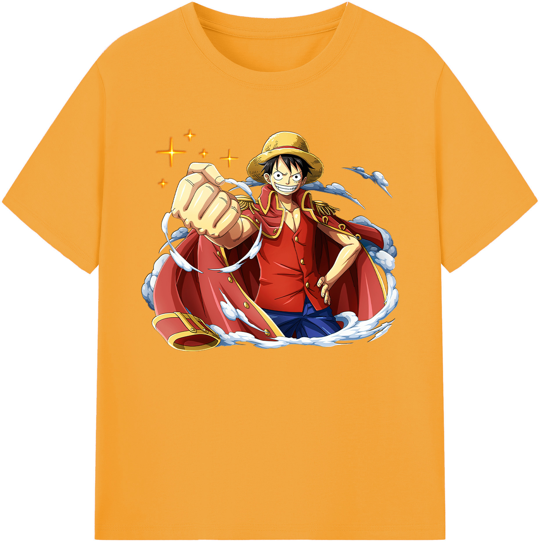ワンピース モンキー・D・ルフィ ONE PIECE Monkey D. Luffy 綿100％ メンズ半袖Tシャツ｜肌触りやわらか＆通気性