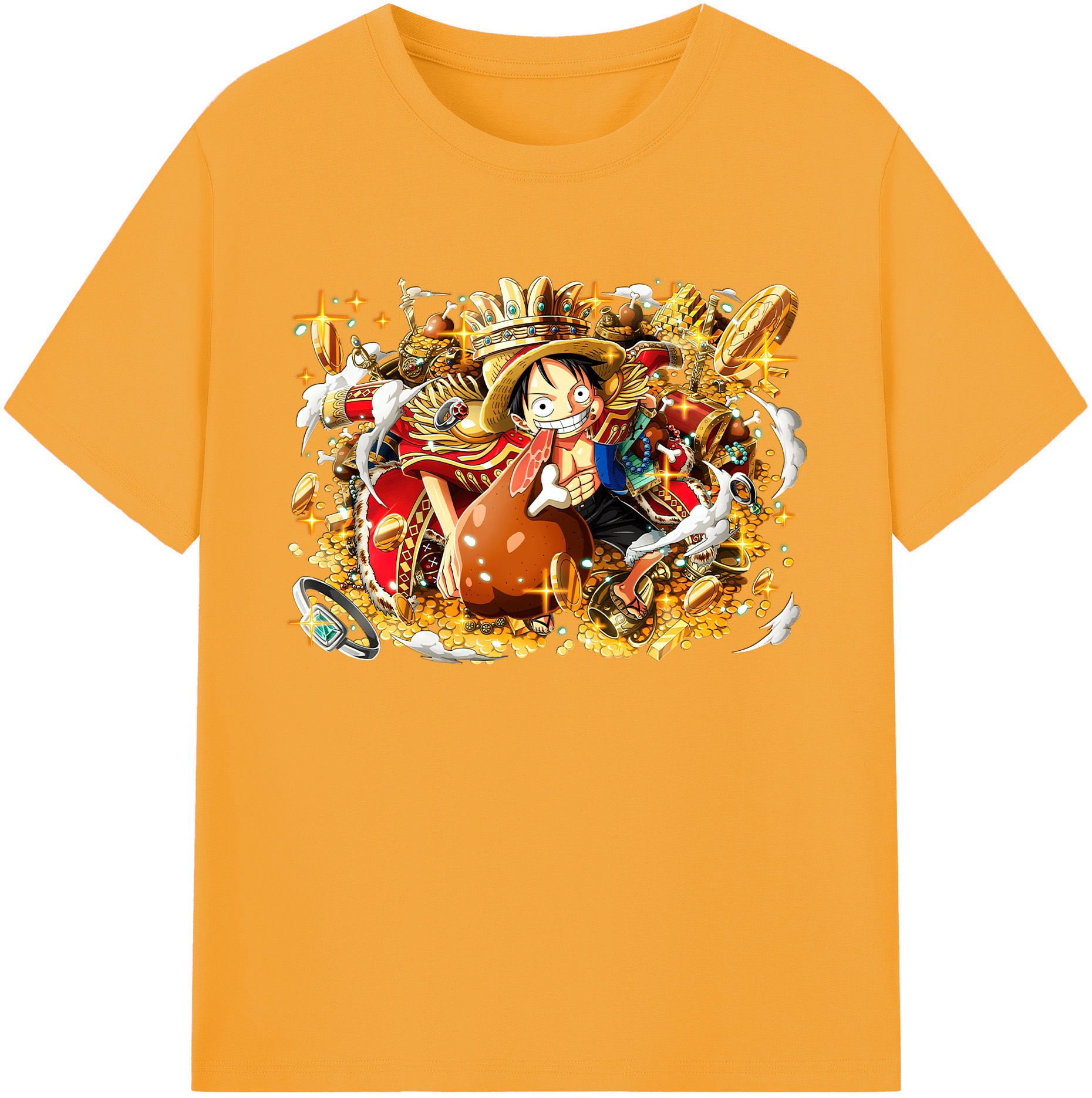 ワンピース モンキー・D・ルフィ ONE PIECE Monkey D. Luffy 綿100％ メンズ半袖Tシャツ｜肌触りやわらか＆通気性