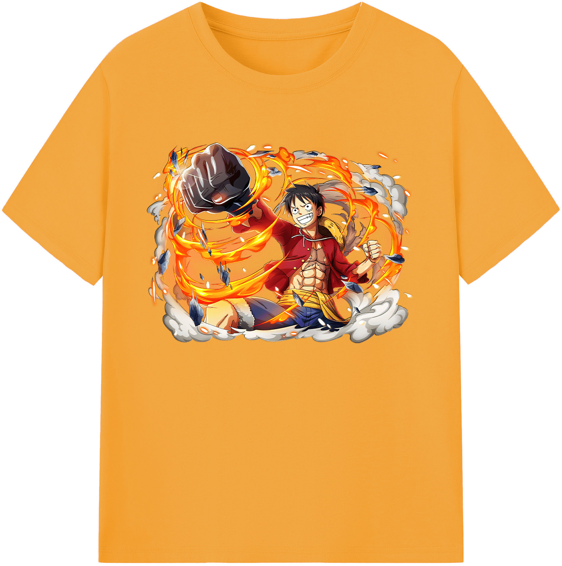 ワンピース モンキー・D・ルフィ ONE PIECE Monkey D. Luffy 綿100％ メンズ半袖Tシャツ｜肌触りやわらか＆通気性