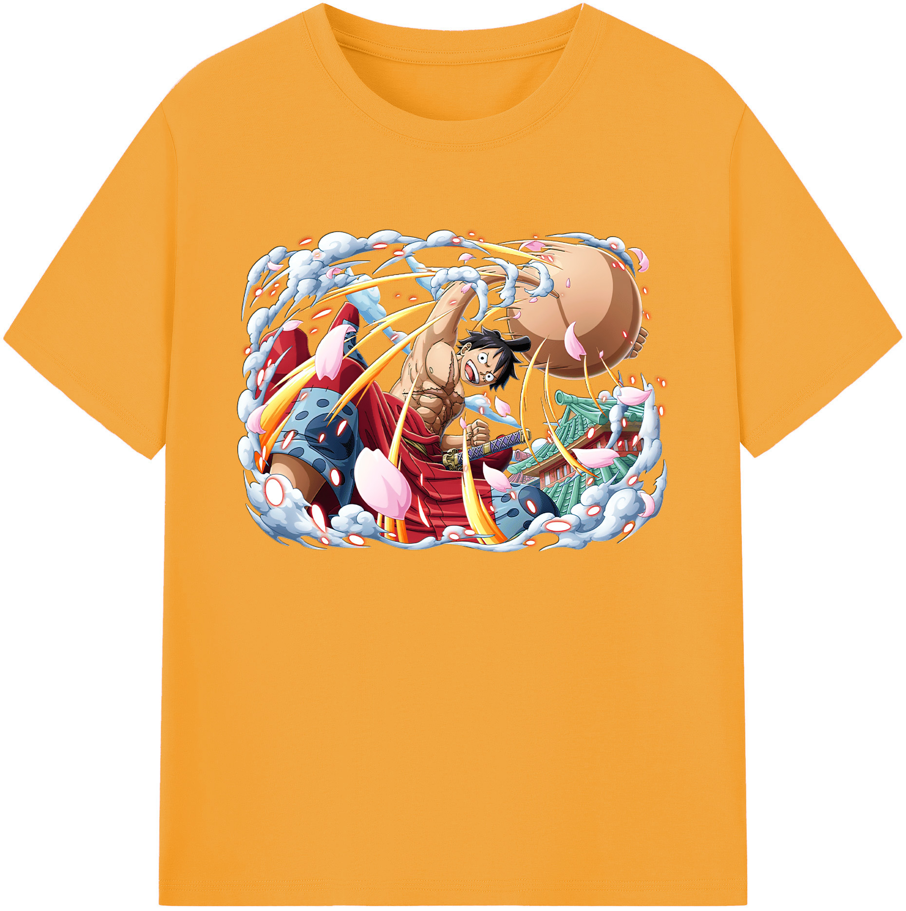 ワンピース モンキー・D・ルフィ ONE PIECE Monkey D. Luffy 綿100％ メンズ半袖Tシャツ｜肌触りやわらか＆通気性