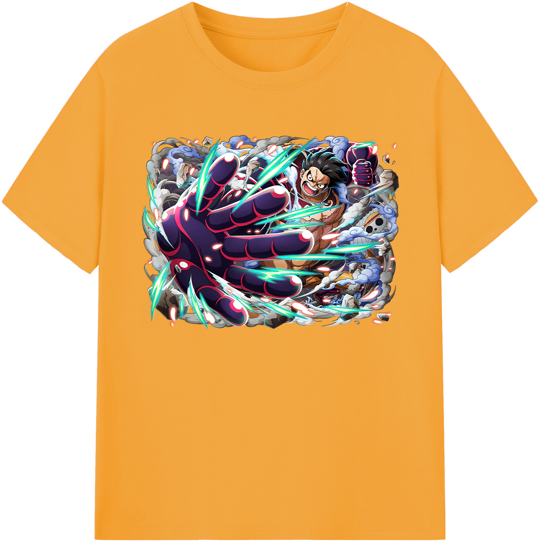 ワンピース モンキー・D・ルフィ ONE PIECE Monkey D. Luffy 綿100％ メンズ半袖Tシャツ｜肌触りやわらか＆通気性
