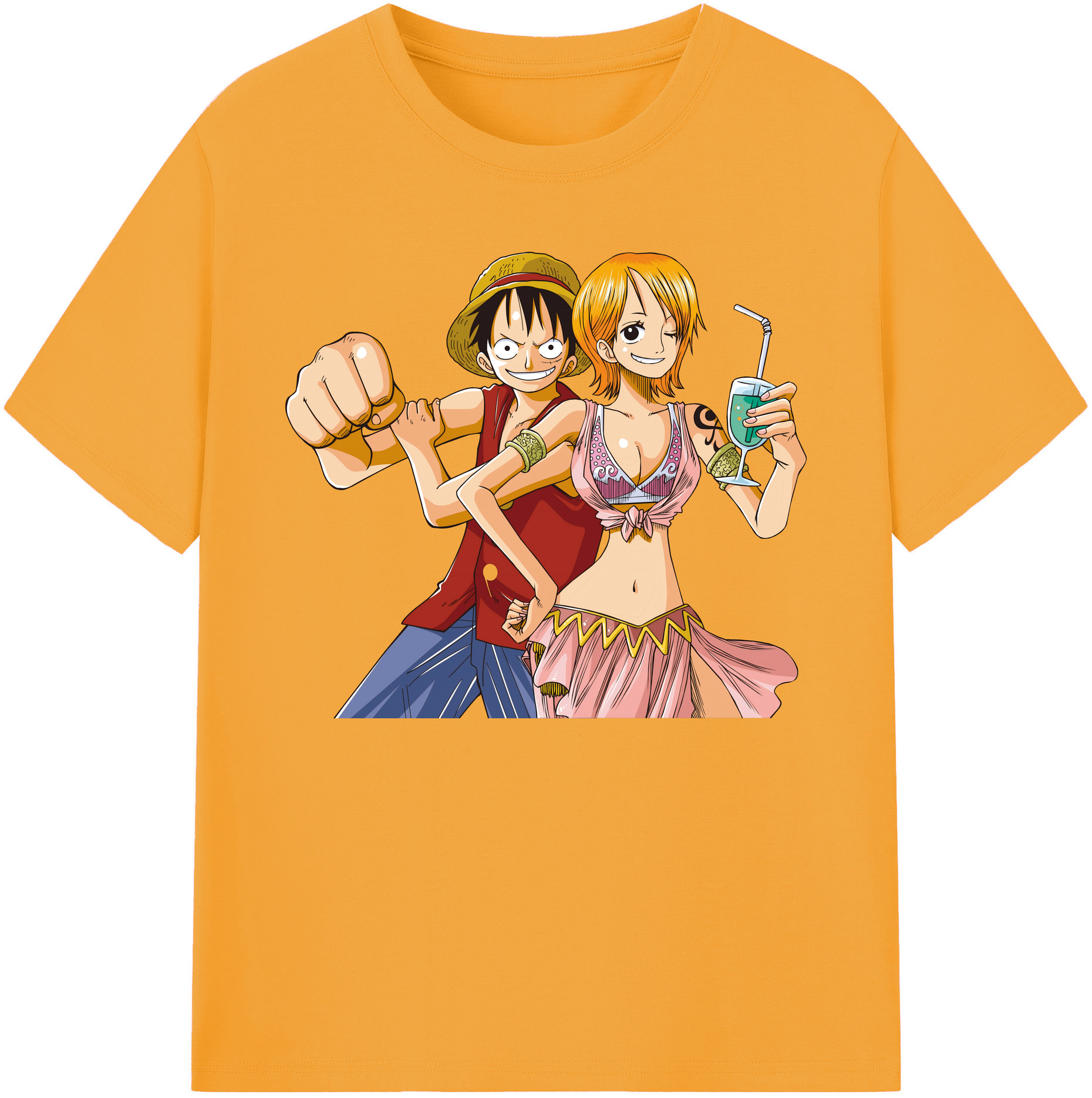 ワンピース モンキー・D・ルフィ ONE PIECE Monkey D. Luffy 綿100％ メンズ半袖Tシャツ｜肌触りやわらか＆通気性