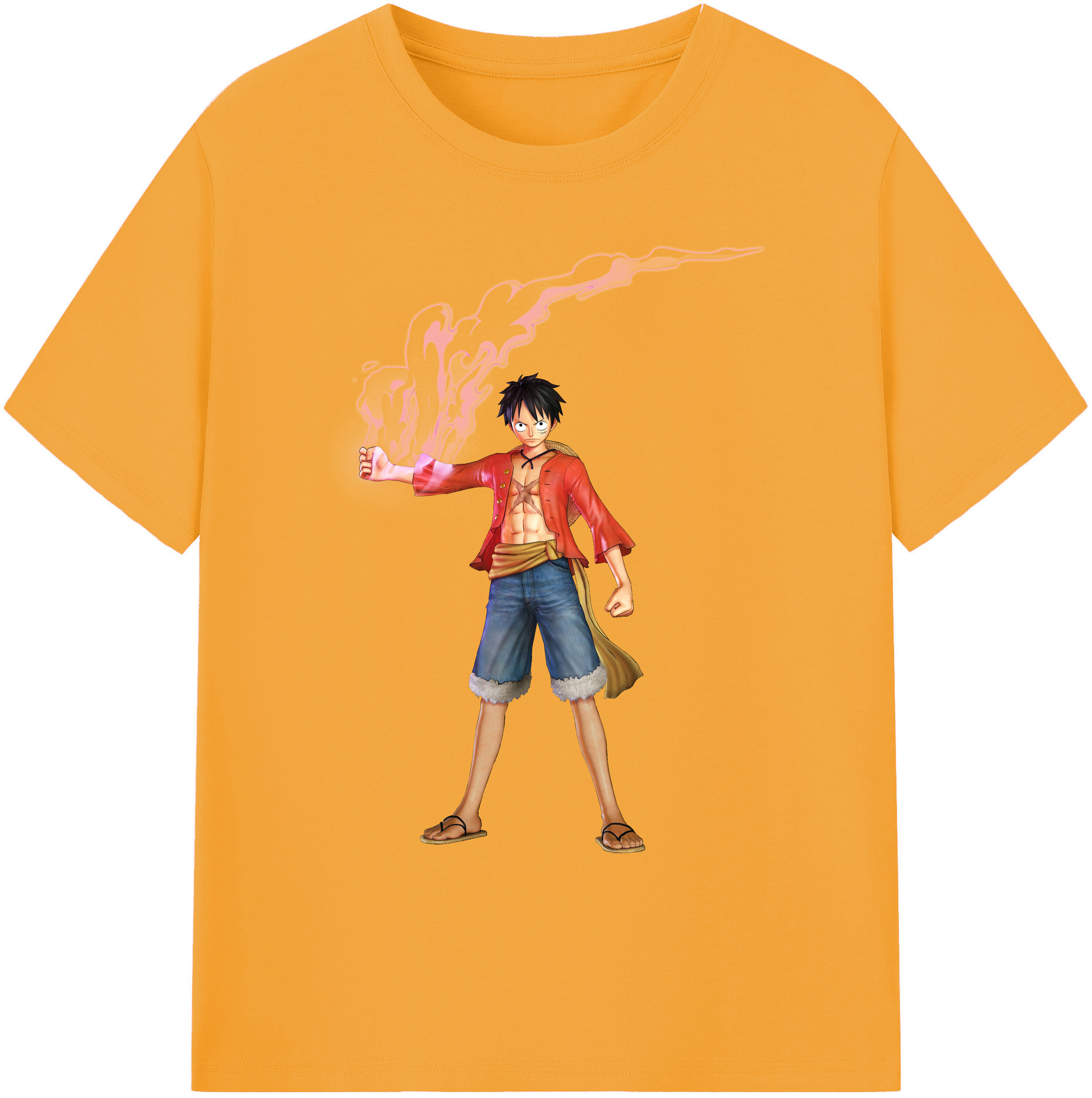ワンピース モンキー・D・ルフィ ONE PIECE Monkey D. Luffy 綿100％ メンズ半袖Tシャツ｜肌触りやわらか＆通気性