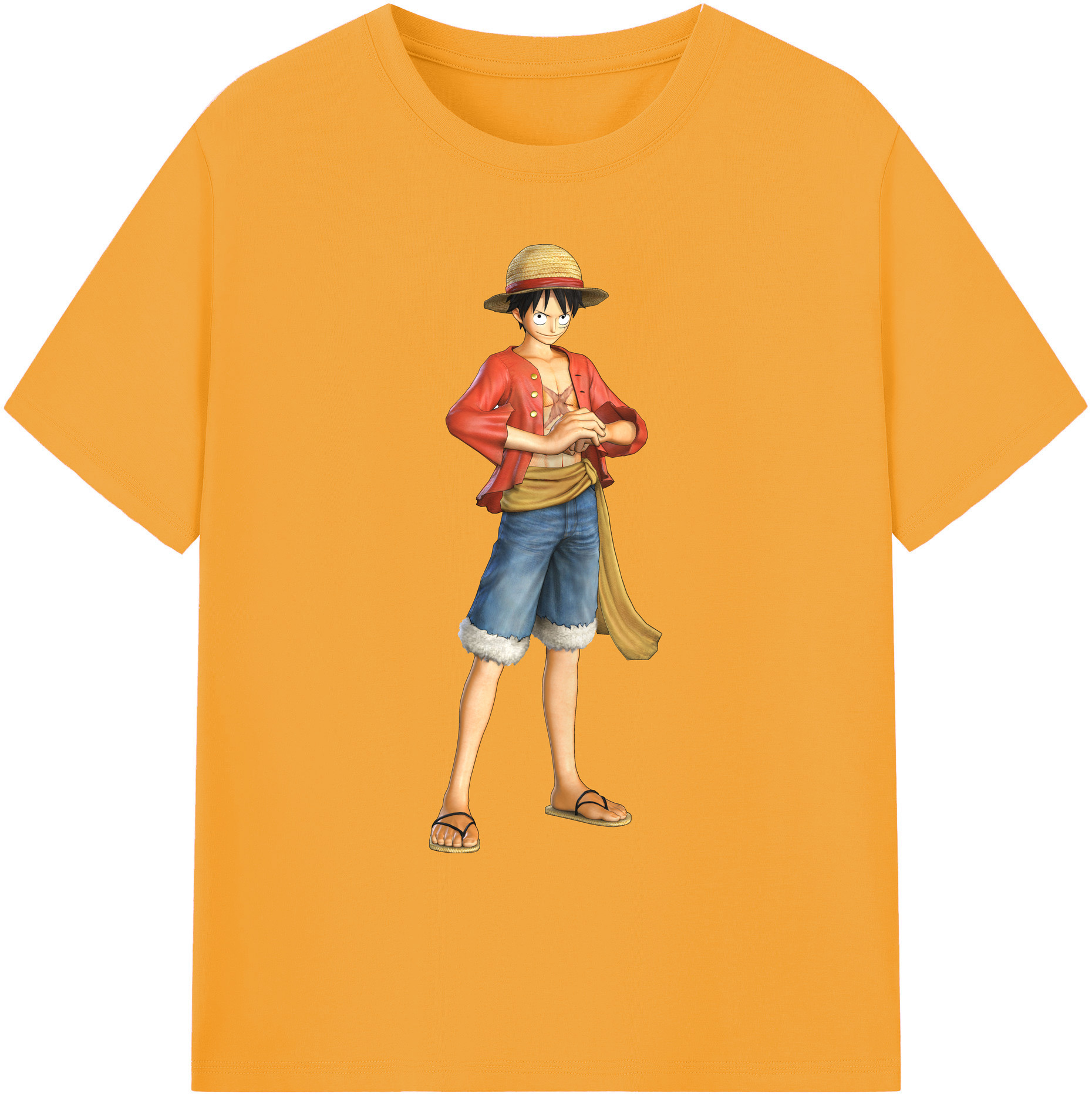ワンピース モンキー・D・ルフィ ONE PIECE Monkey D. Luffy 綿100％ メンズ半袖Tシャツ｜肌触りやわらか＆通気性