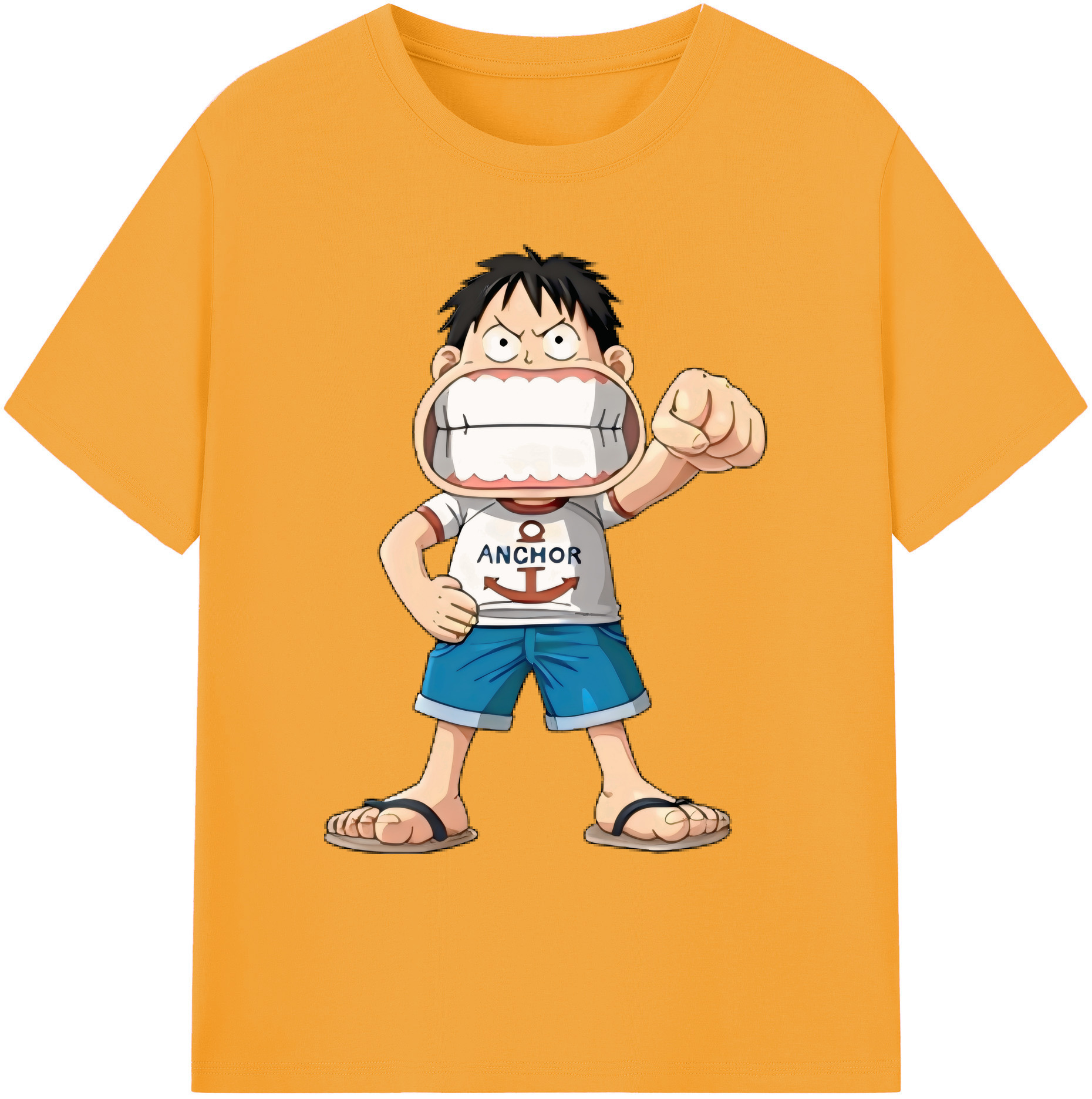 ワンピース モンキー・D・ルフィ ONE PIECE Monkey D. Luffy 綿100％ メンズ半袖Tシャツ｜肌触りやわらか＆通気性