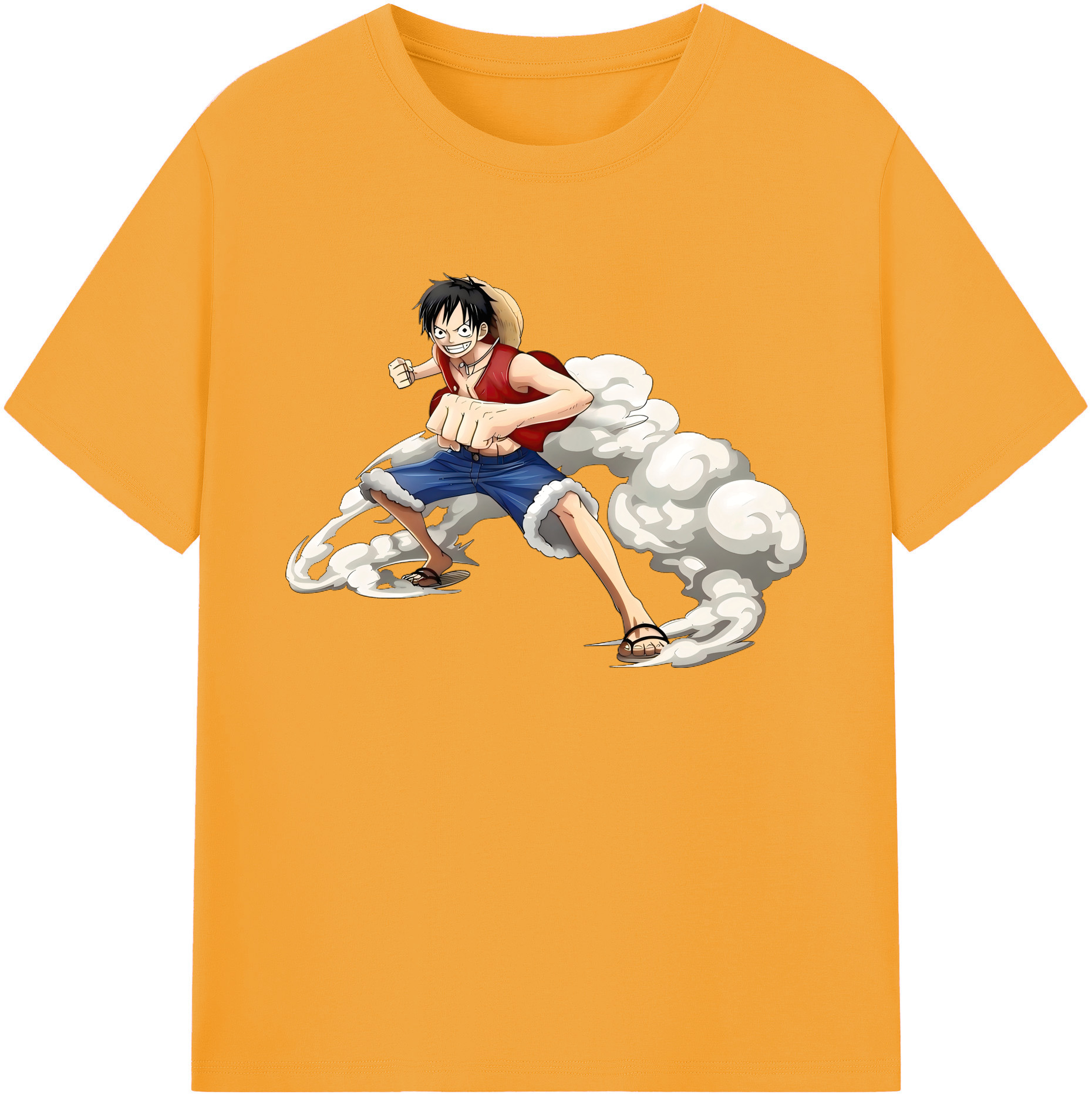 ワンピース モンキー・D・ルフィ ONE PIECE Monkey D. Luffy 綿100％ メンズ半袖Tシャツ｜肌触りやわらか＆通気性