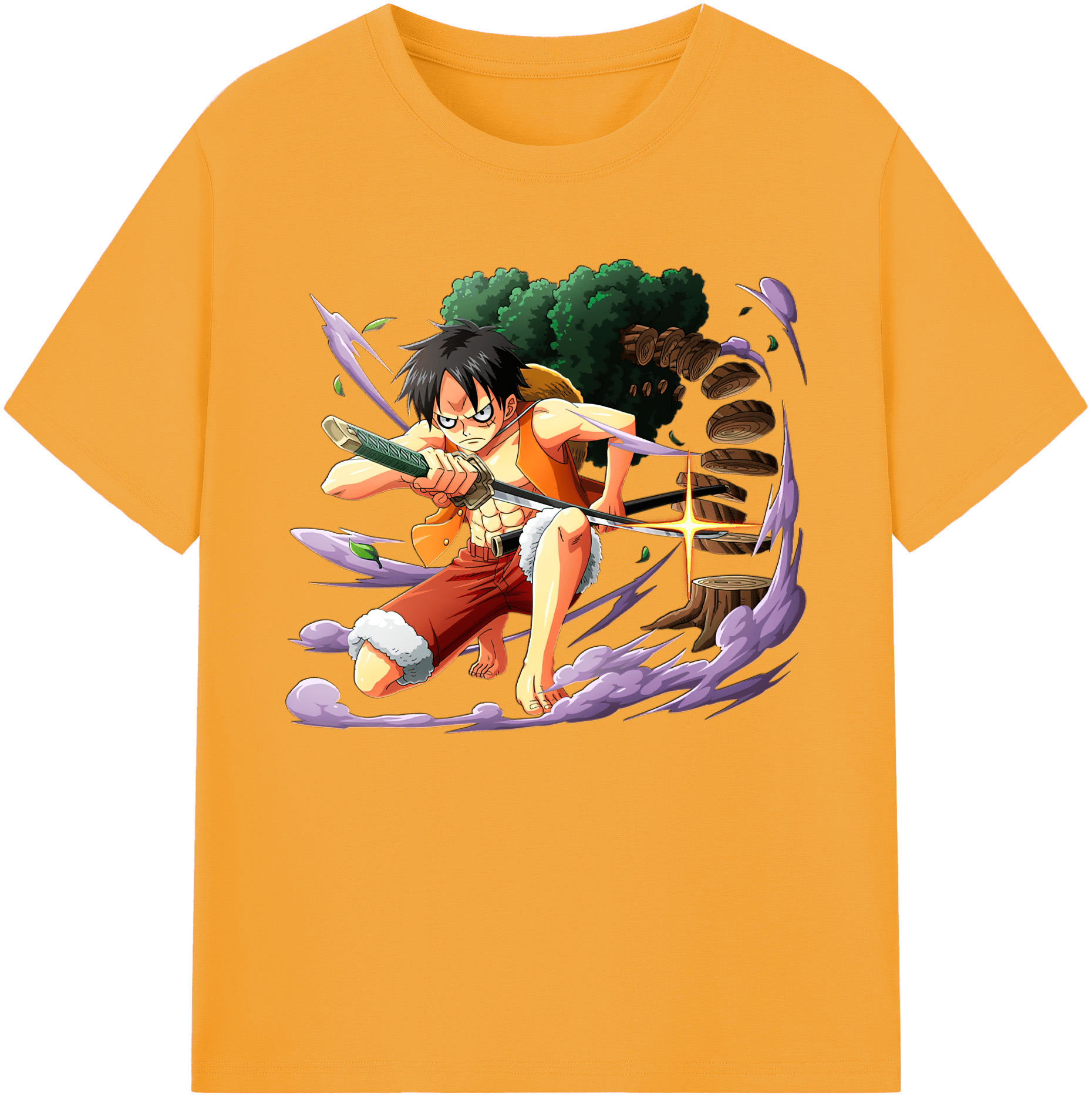 ワンピース モンキー・D・ルフィ ONE PIECE Monkey D. Luffy 綿100％ メンズ半袖Tシャツ｜肌触りやわらか＆通気性
