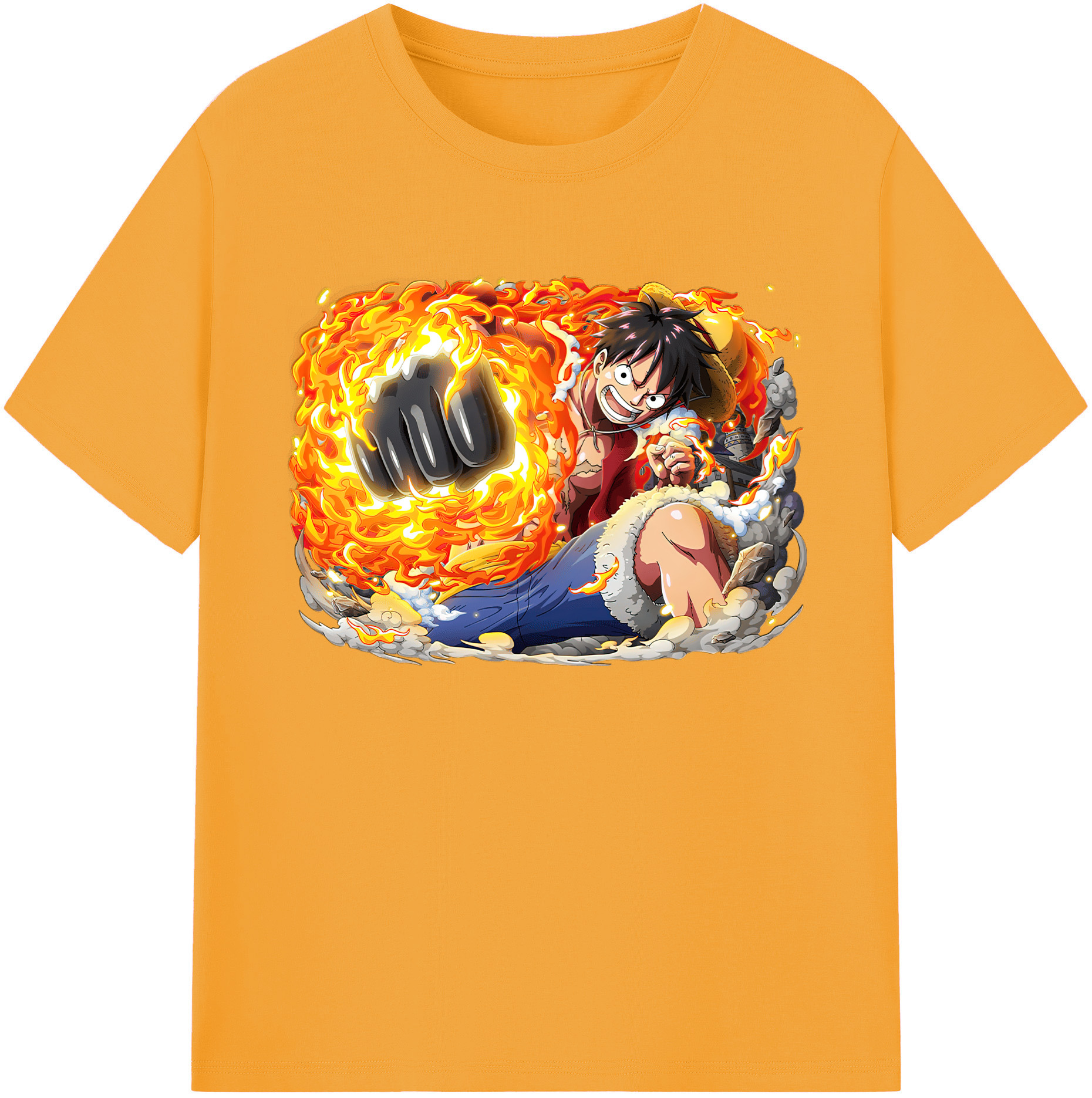ワンピース モンキー・D・ルフィ ONE PIECE Monkey D. Luffy 綿100％ メンズ半袖Tシャツ｜肌触りやわらか＆通気性