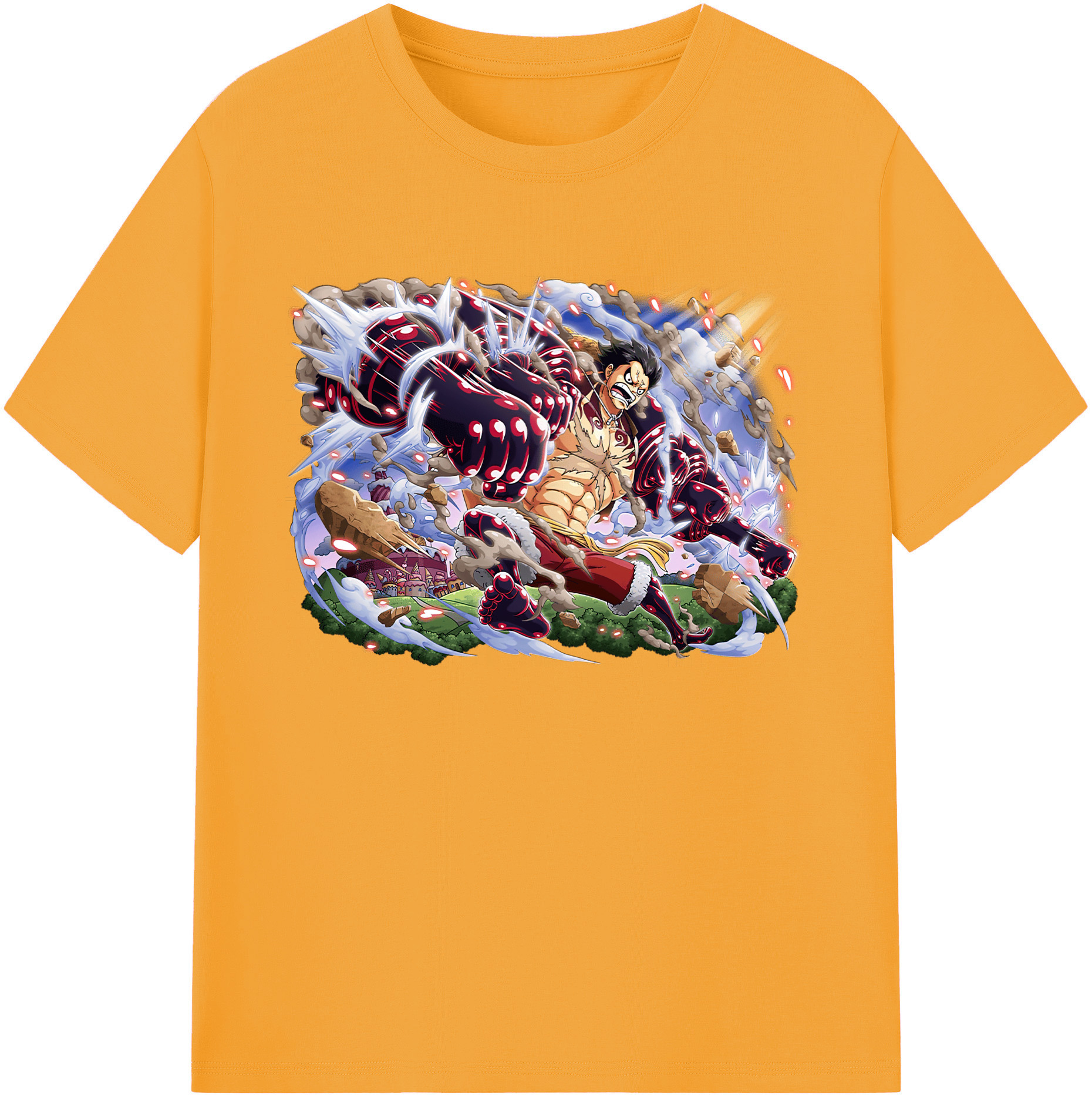 ワンピース モンキー・D・ルフィ ONE PIECE Monkey D. Luffy 綿100％ メンズ半袖Tシャツ｜肌触りやわらか＆通気性