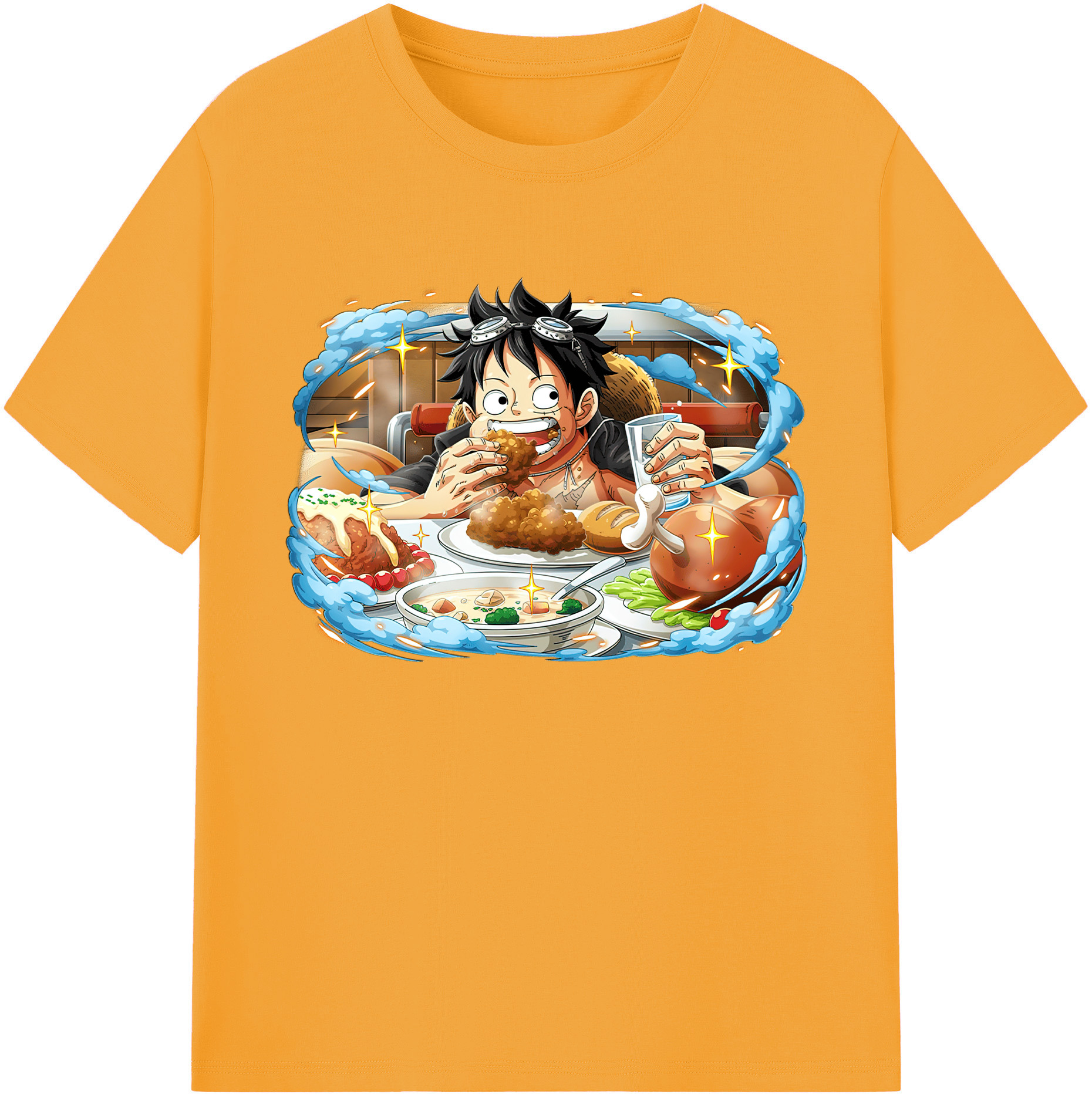 ワンピース モンキー・D・ルフィ ONE PIECE Monkey D. Luffy 綿100％ メンズ半袖Tシャツ｜肌触りやわらか＆通気性