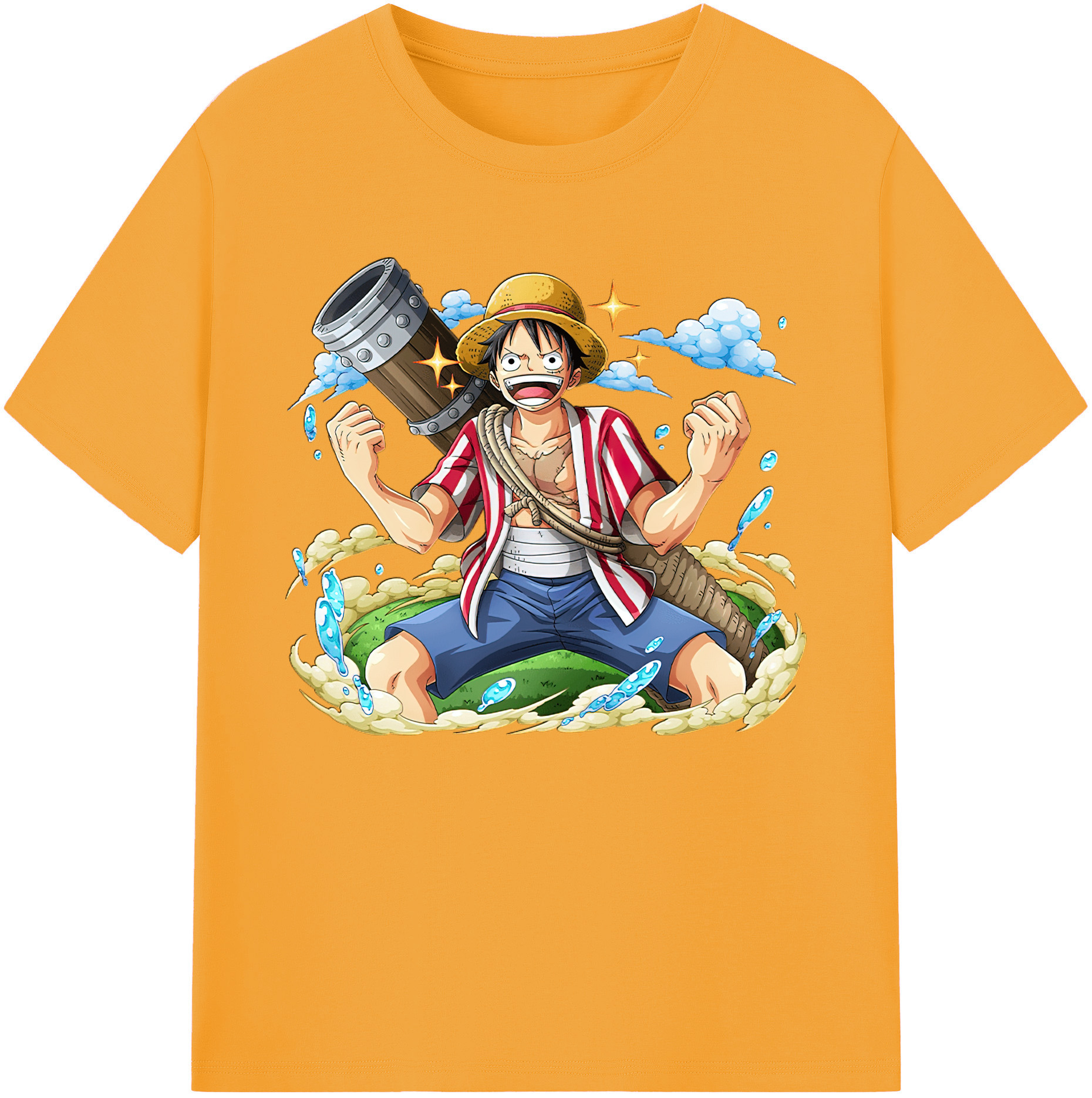 ワンピース モンキー・D・ルフィ ONE PIECE Monkey D. Luffy 綿100％ メンズ半袖Tシャツ｜肌触りやわらか＆通気性