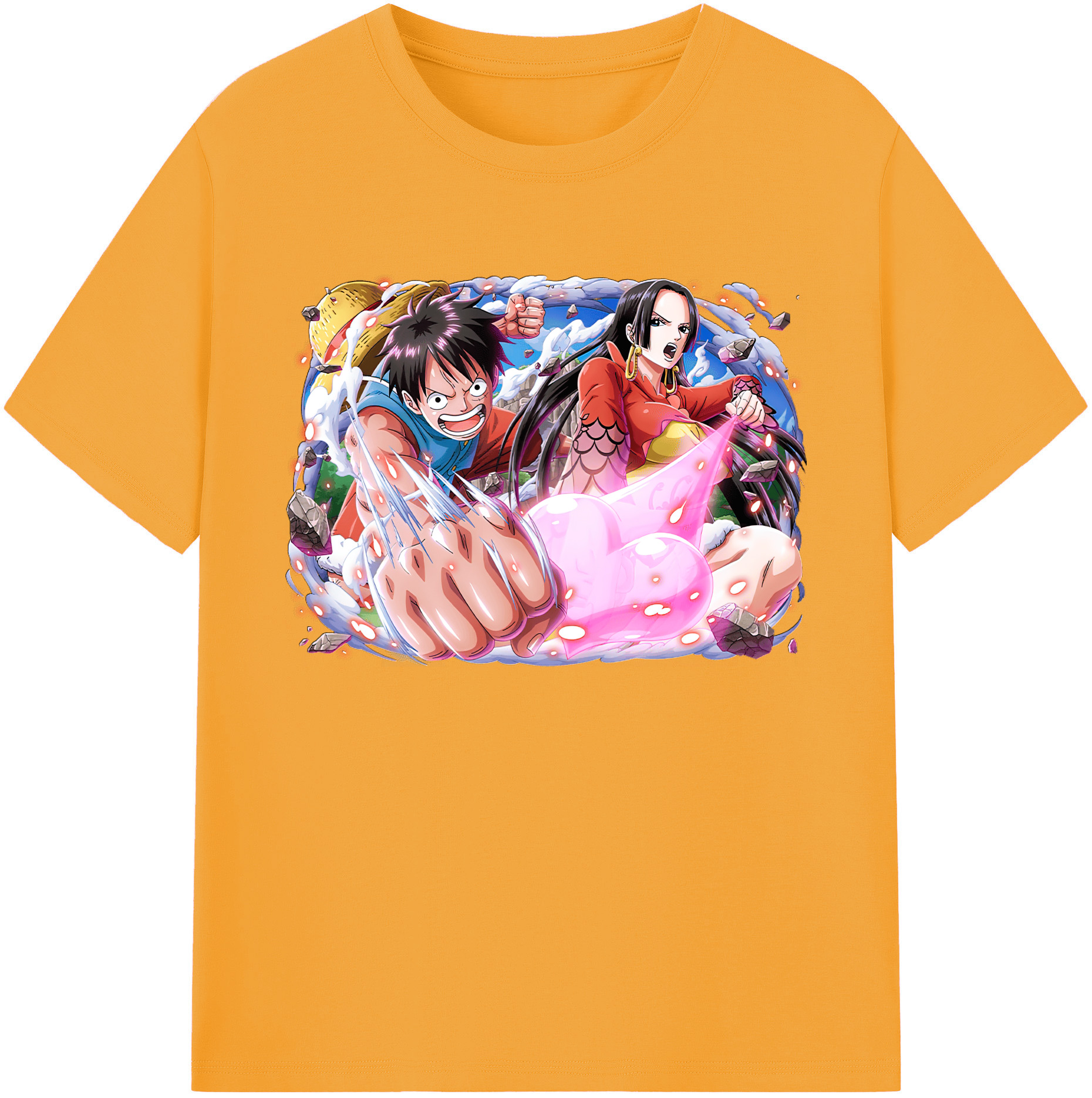 ワンピース モンキー・D・ルフィ ONE PIECE Monkey D. Luffy 綿100％ メンズ半袖Tシャツ｜肌触りやわらか＆通気性