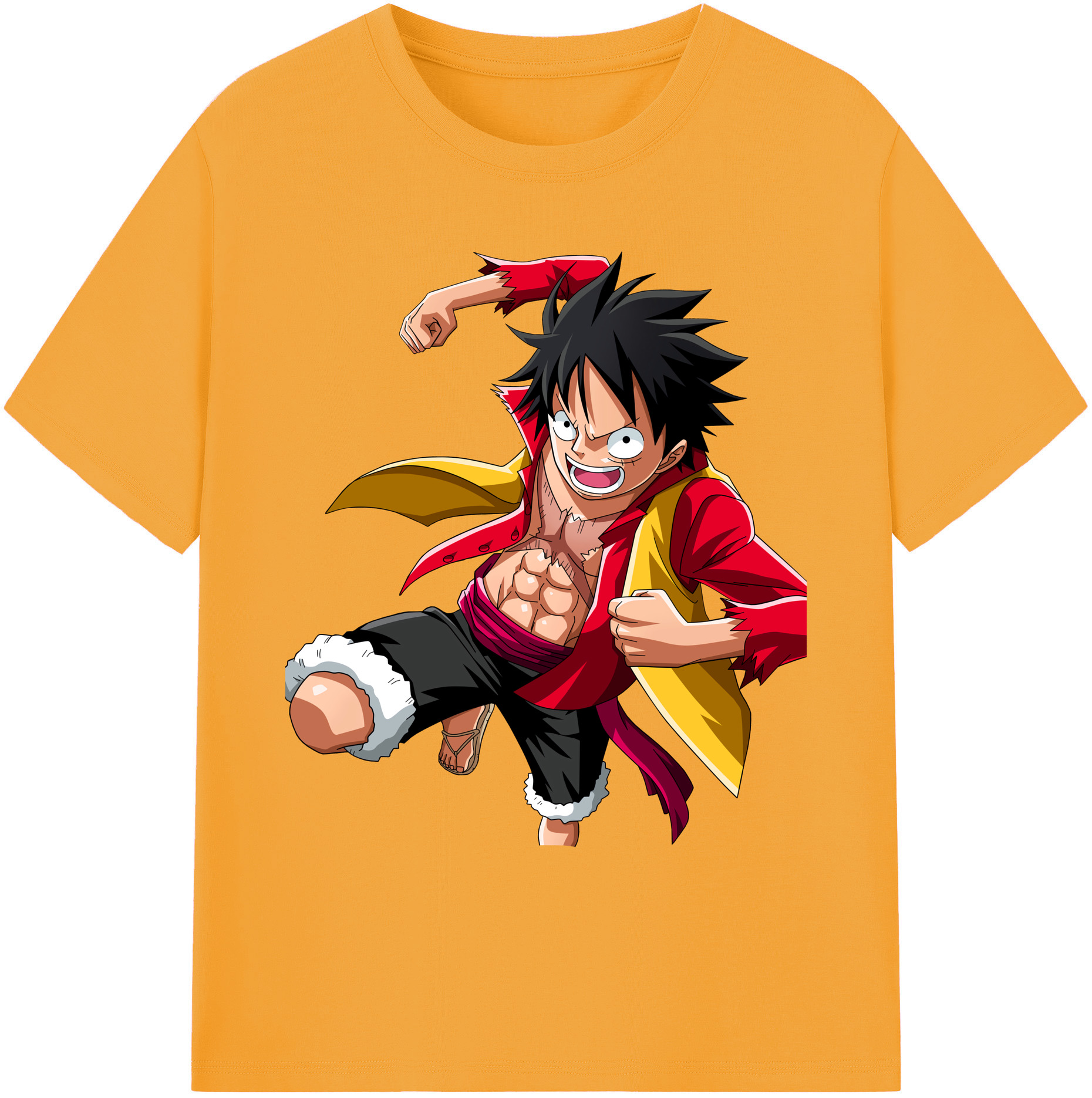 ワンピース モンキー・D・ルフィ ONE PIECE Monkey D. Luffy 綿100％ メンズ半袖Tシャツ｜肌触りやわらか＆通気性