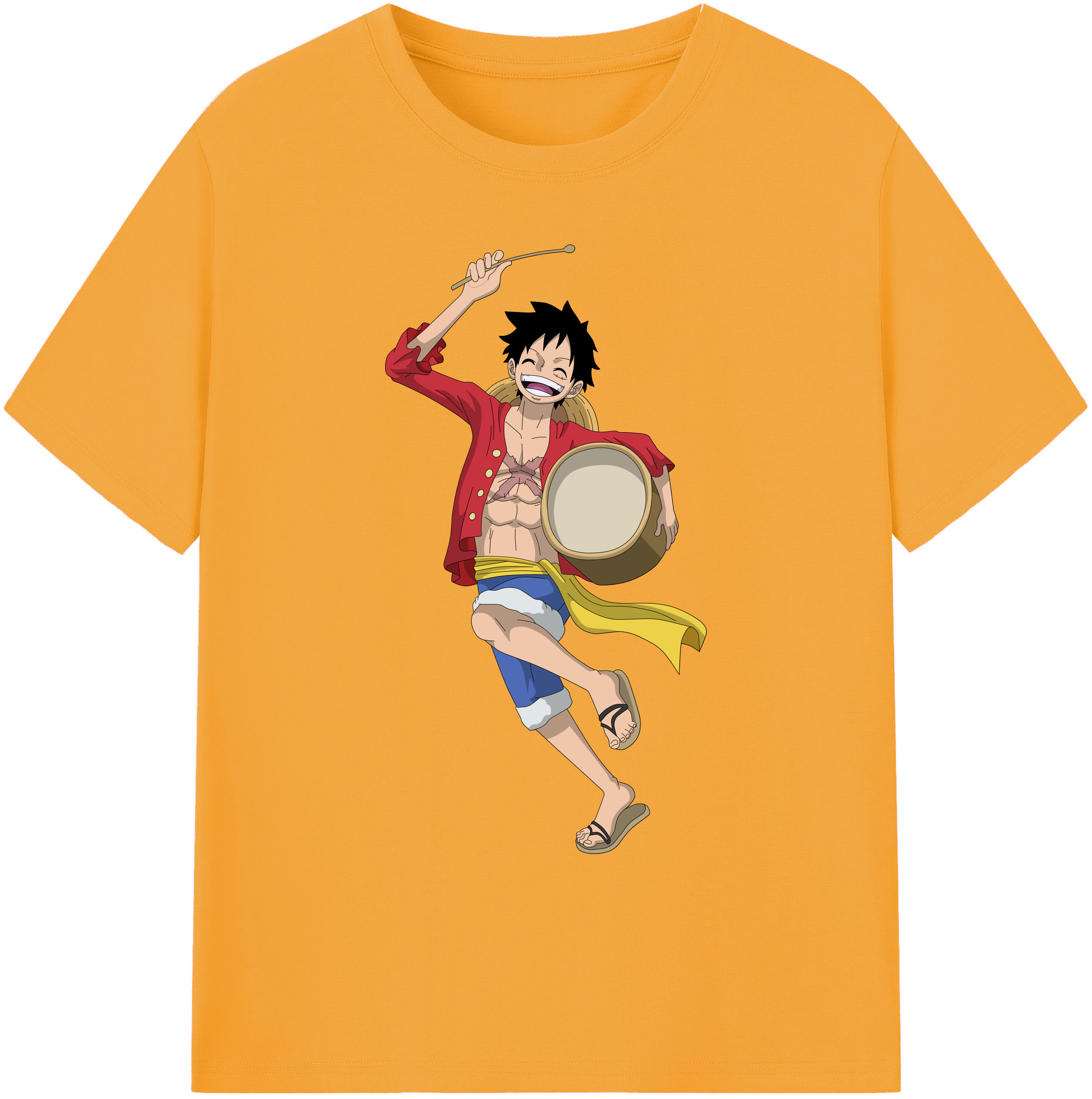 ワンピース モンキー・D・ルフィ ONE PIECE Monkey D. Luffy 綿100％ メンズ半袖Tシャツ｜肌触りやわらか＆通気性