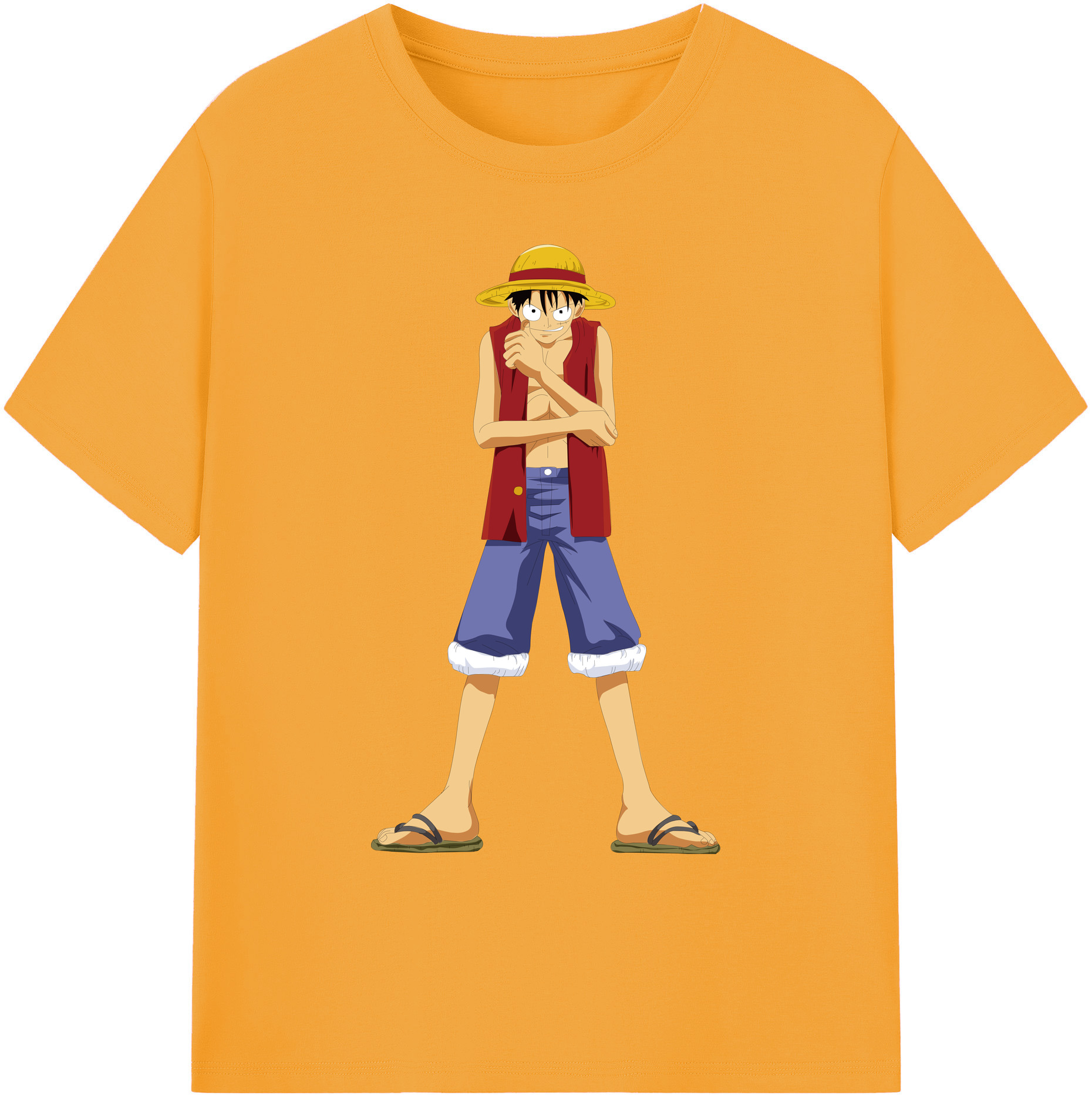 ワンピース モンキー・D・ルフィ ONE PIECE Monkey D. Luffy 綿100％ メンズ半袖Tシャツ｜肌触りやわらか＆通気性