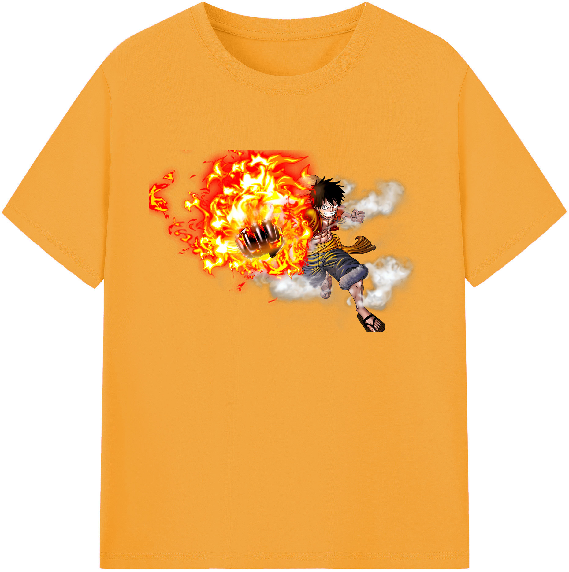 ワンピース モンキー・D・ルフィ ONE PIECE Monkey D. Luffy 綿100％ メンズ半袖Tシャツ｜肌触りやわらか＆通気性