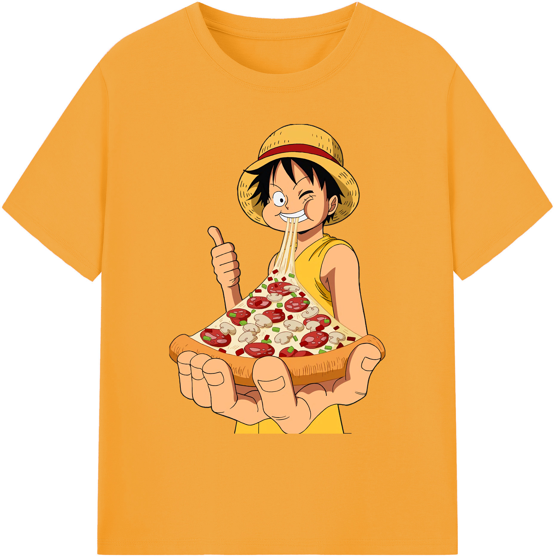 ワンピース モンキー・D・ルフィ ONE PIECE Monkey D. Luffy 綿100％ メンズ半袖Tシャツ｜肌触りやわらか＆通気性