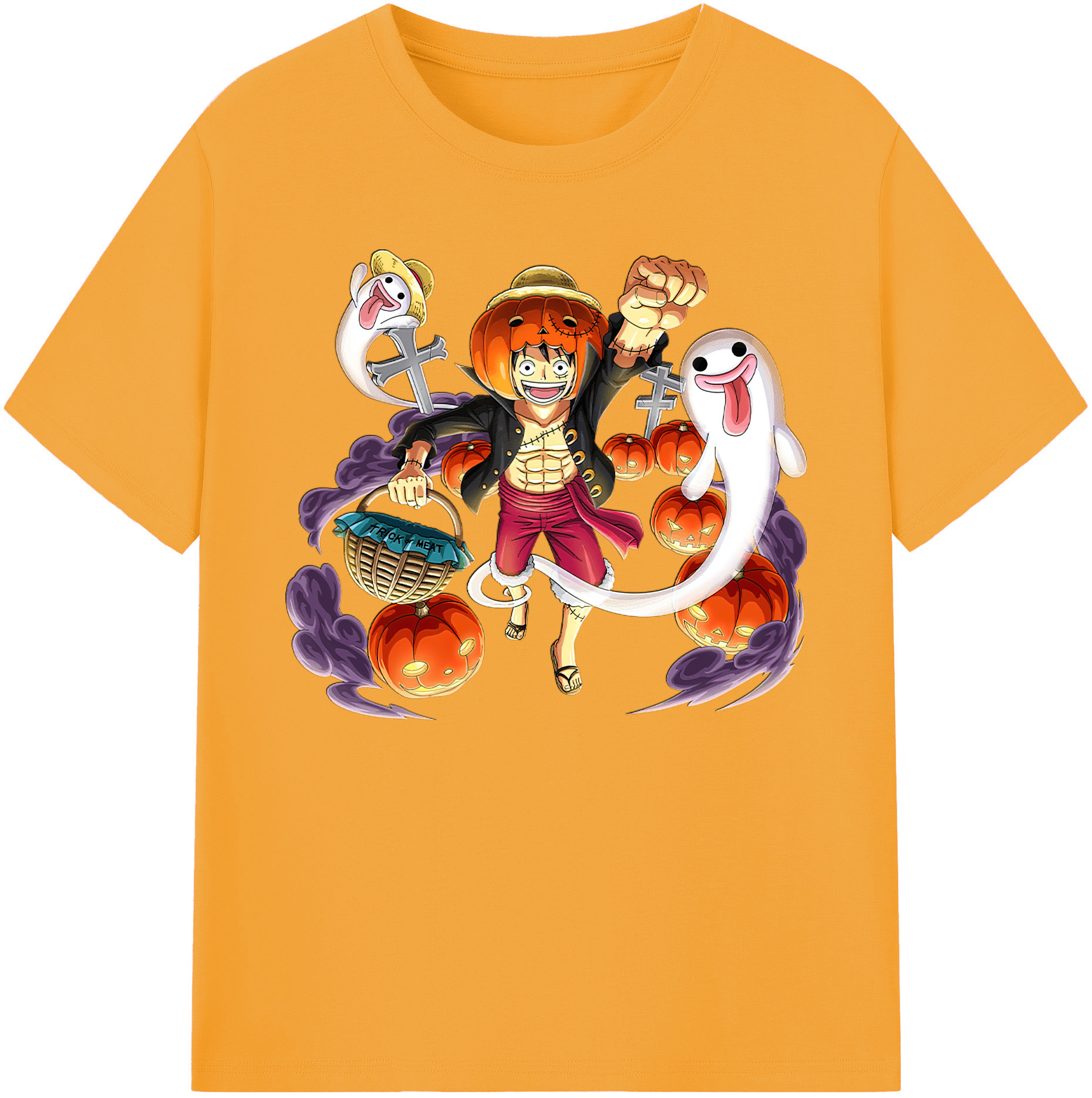 ワンピース モンキー・D・ルフィ ONE PIECE Monkey D. Luffy 綿100％ メンズ半袖Tシャツ｜肌触りやわらか＆通気性