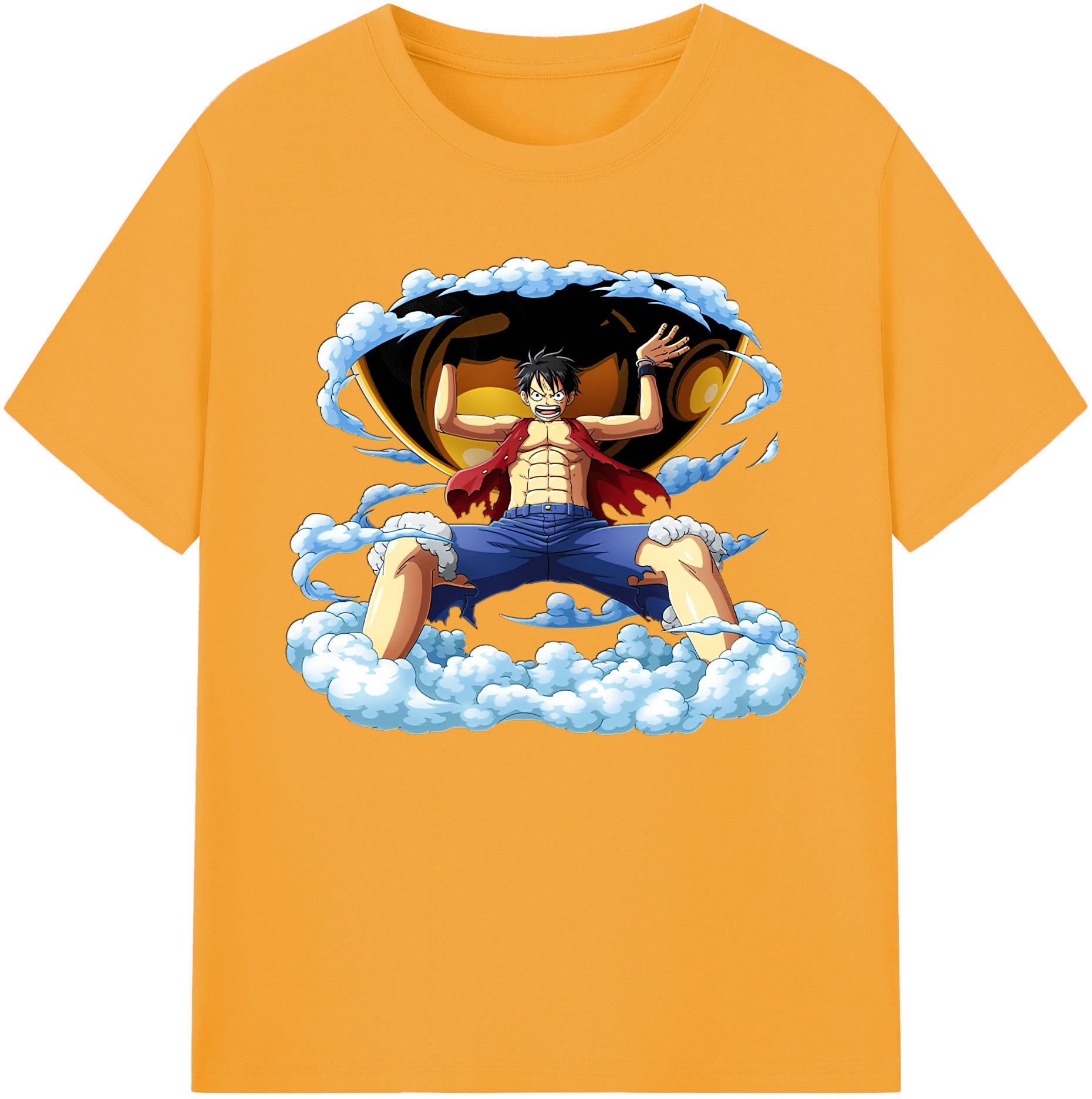 ワンピース モンキー・D・ルフィ ONE PIECE Monkey D. Luffy 綿100％ メンズ半袖Tシャツ｜肌触りやわらか＆通気性