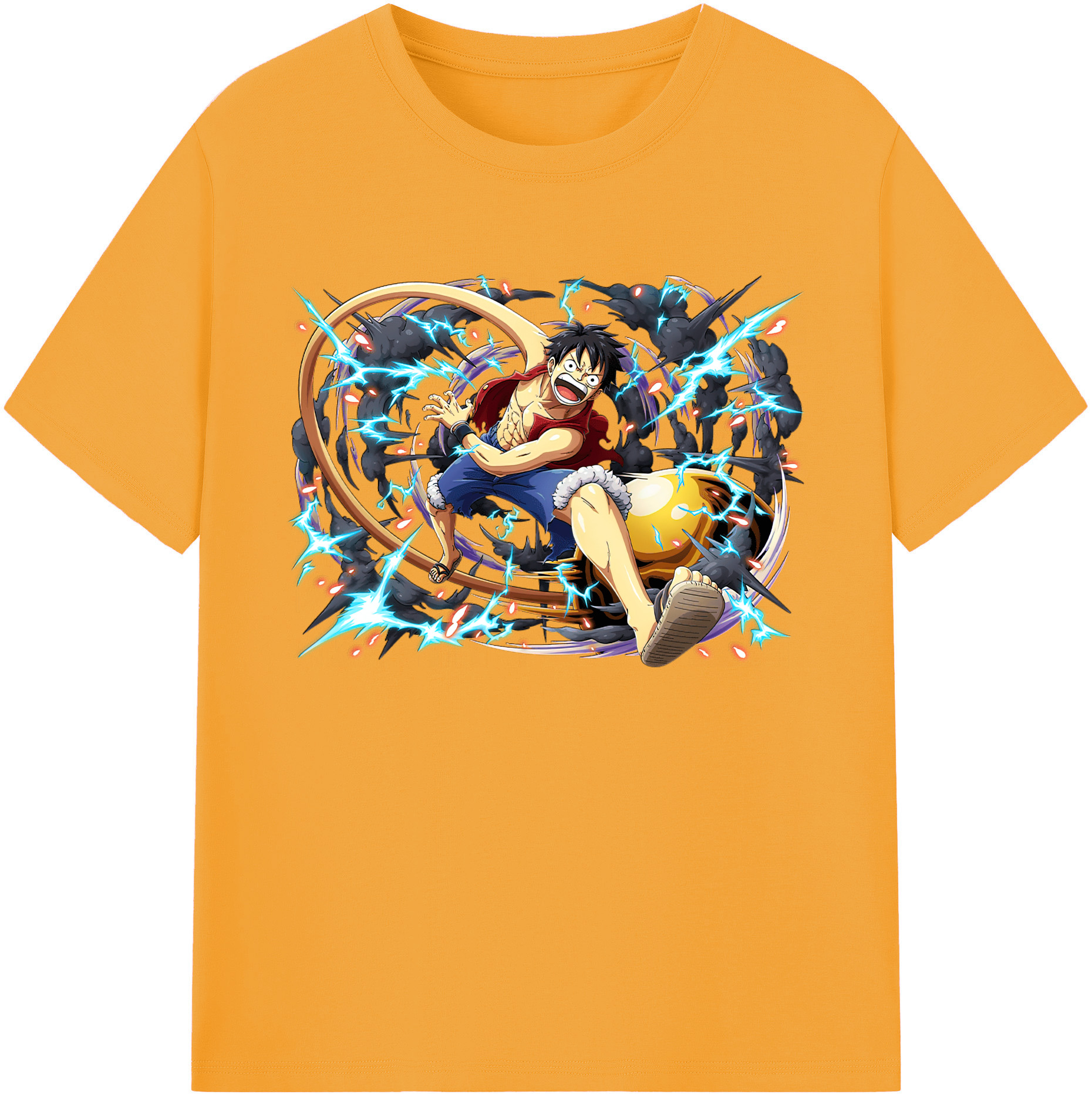 ワンピース モンキー・D・ルフィ ONE PIECE Monkey D. Luffy 綿100％ メンズ半袖Tシャツ｜肌触りやわらか＆通気性
