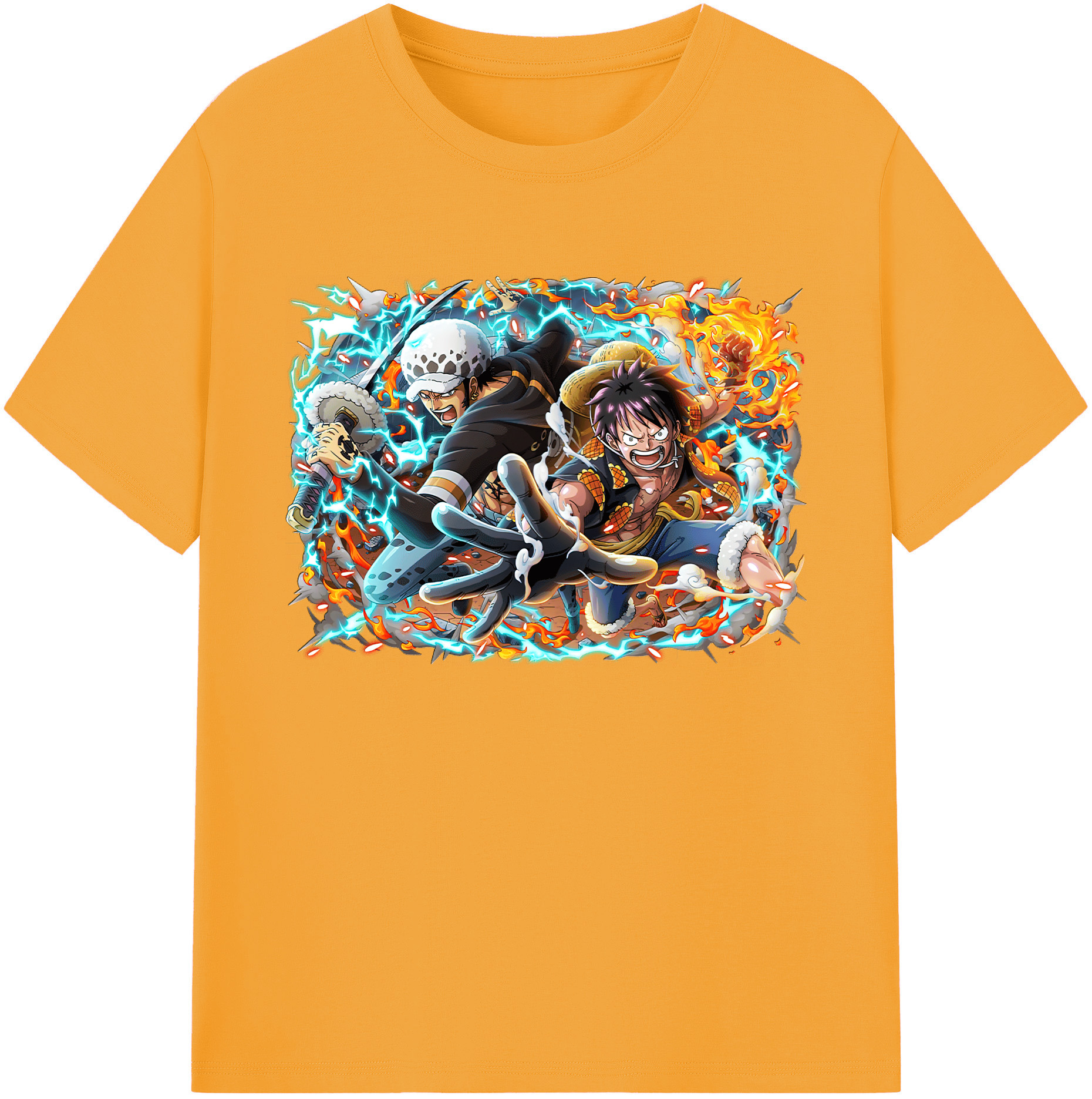 ワンピース モンキー・D・ルフィ ONE PIECE Monkey D. Luffy 綿100％ メンズ半袖Tシャツ｜肌触りやわらか＆通気性