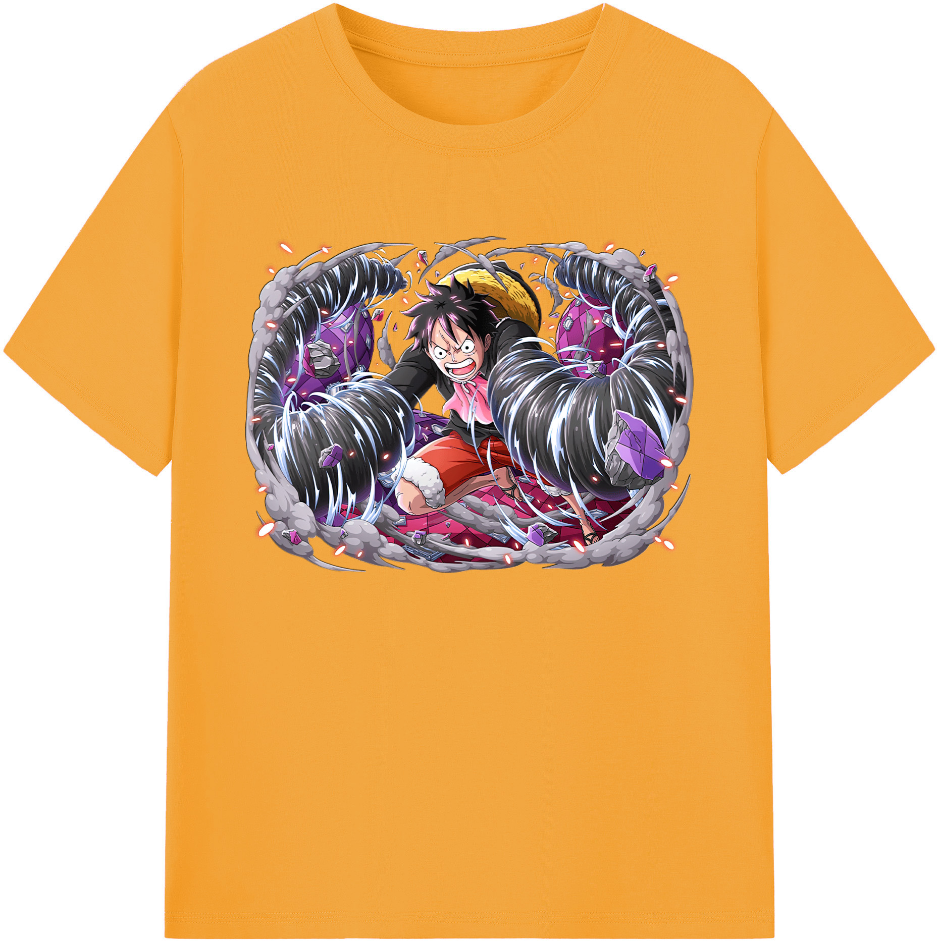 ワンピース モンキー・D・ルフィ ONE PIECE Monkey D. Luffy 綿100％ メンズ半袖Tシャツ｜肌触りやわらか＆通気性