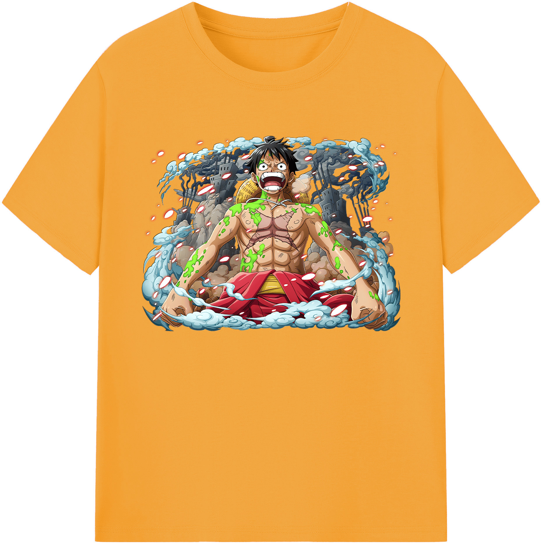 ワンピース モンキー・D・ルフィ ONE PIECE Monkey D. Luffy 綿100％ メンズ半袖Tシャツ｜肌触りやわらか＆通気性